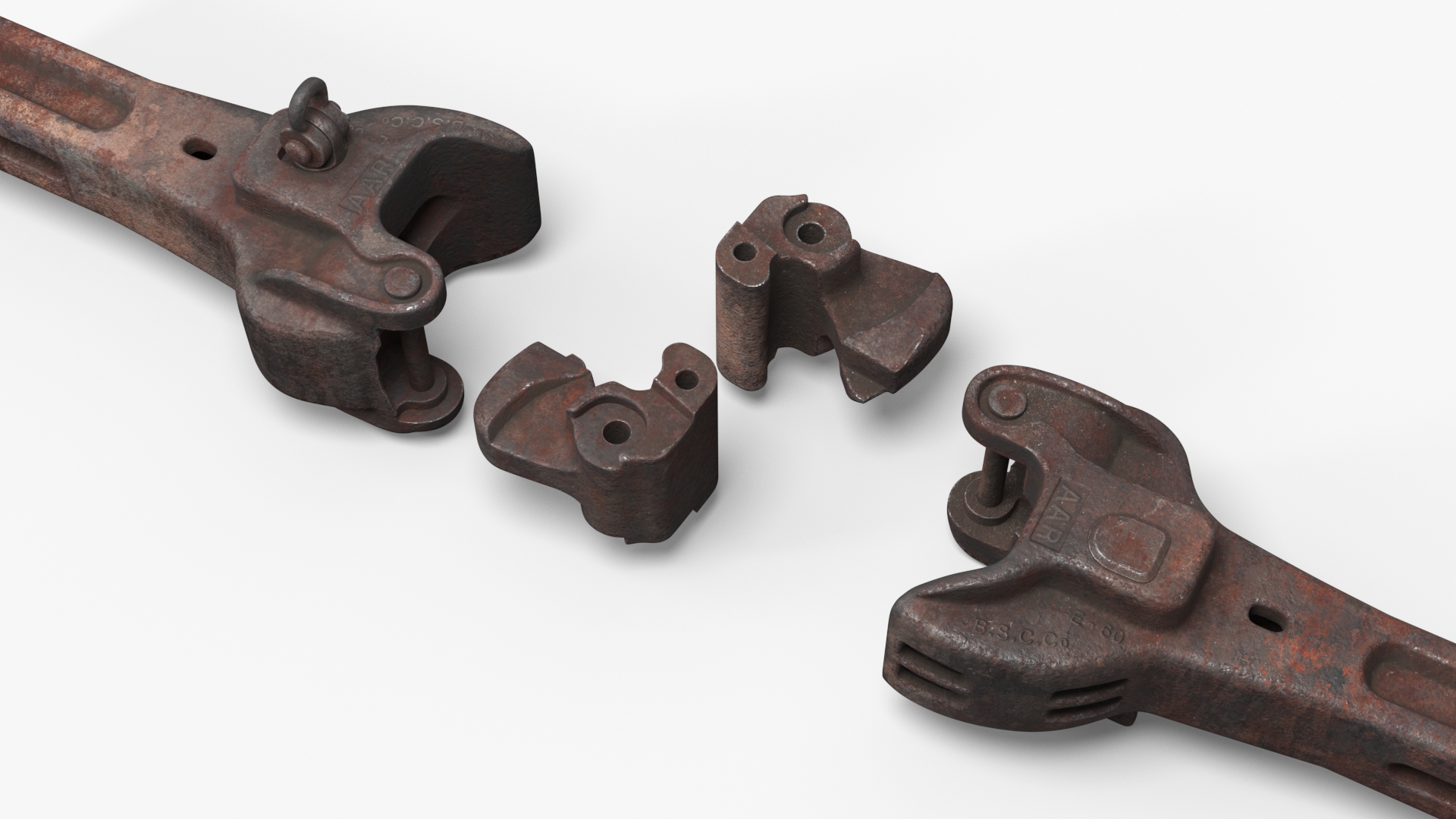 Janney Coupler Old Rusty 3D model