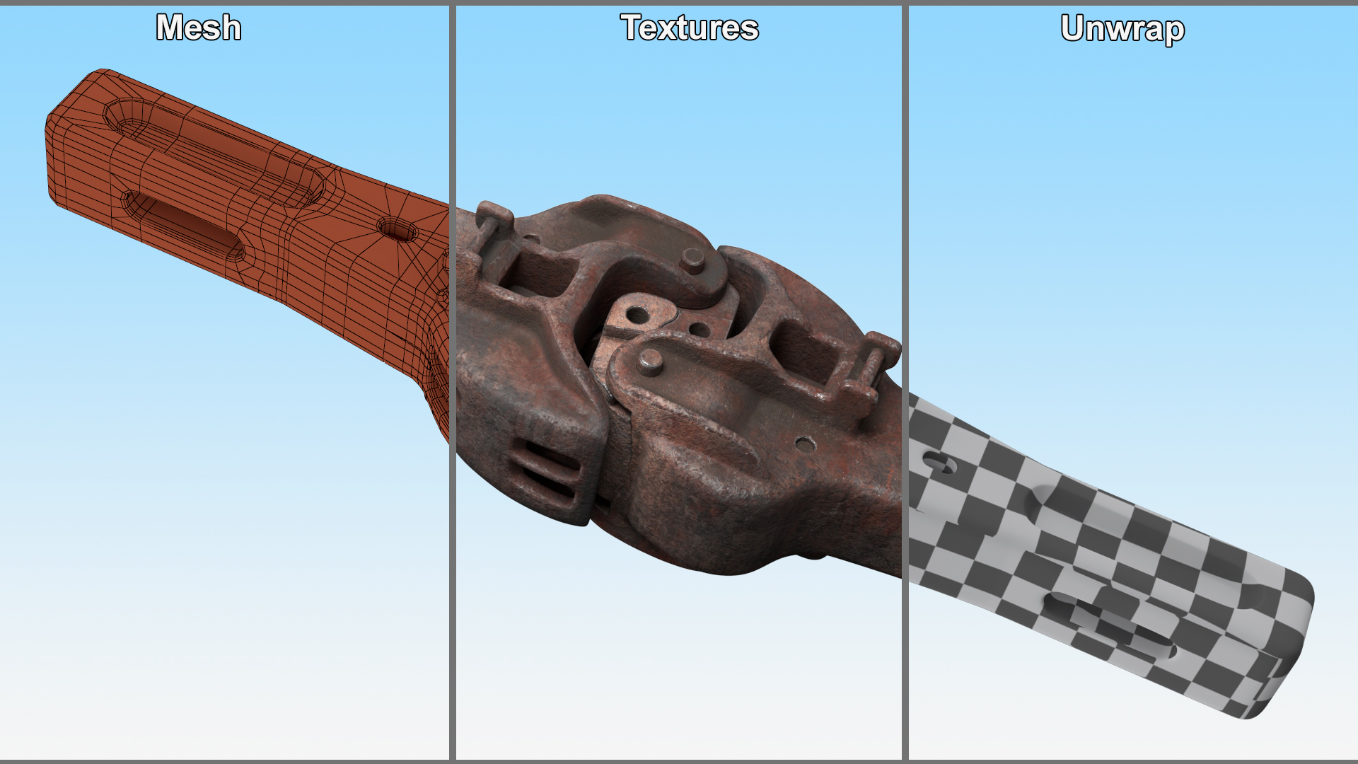 Janney Coupler Old Rusty 3D model