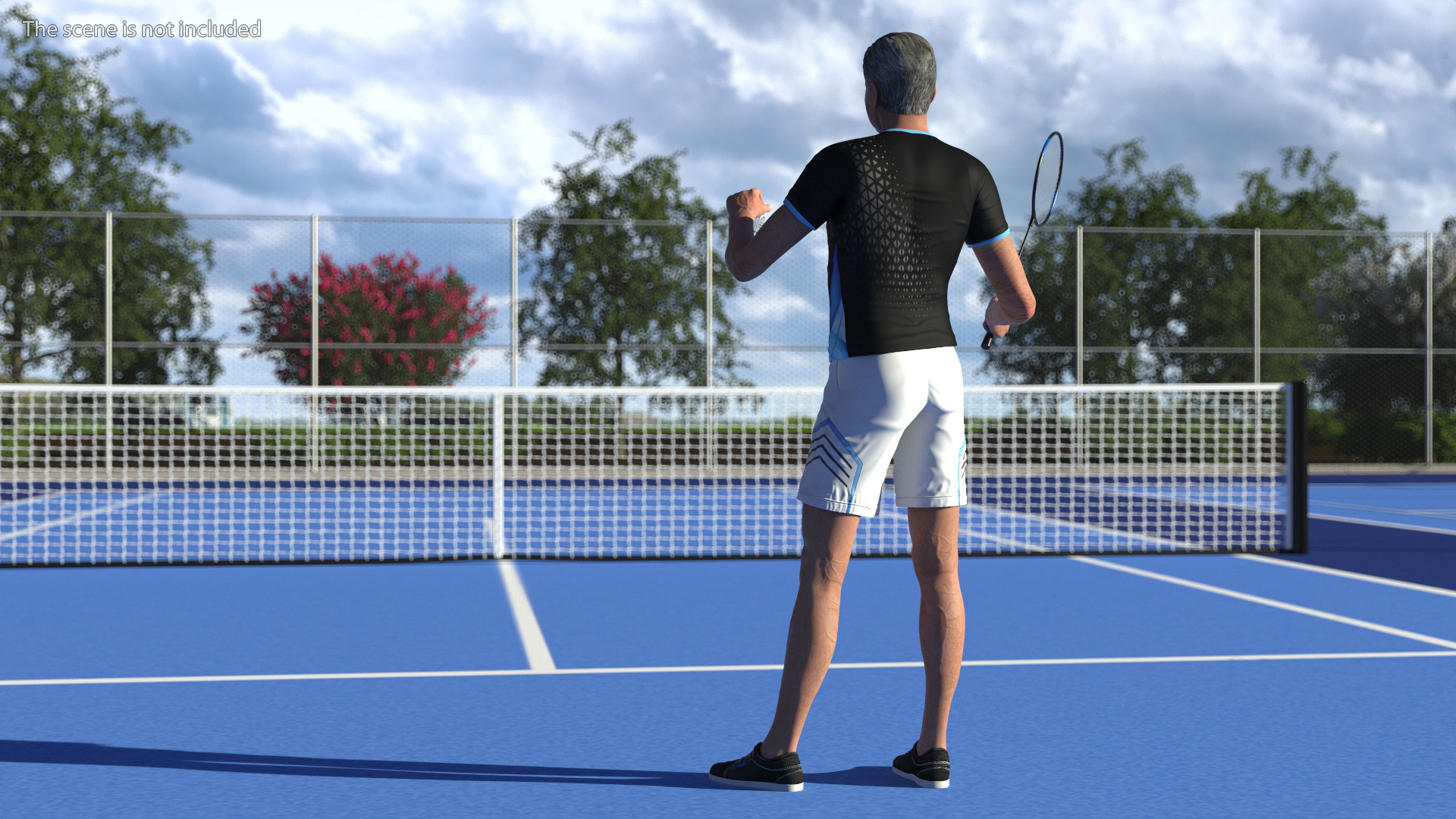 3D Chinese Elderly Man Badminton Style Rigged for Maya