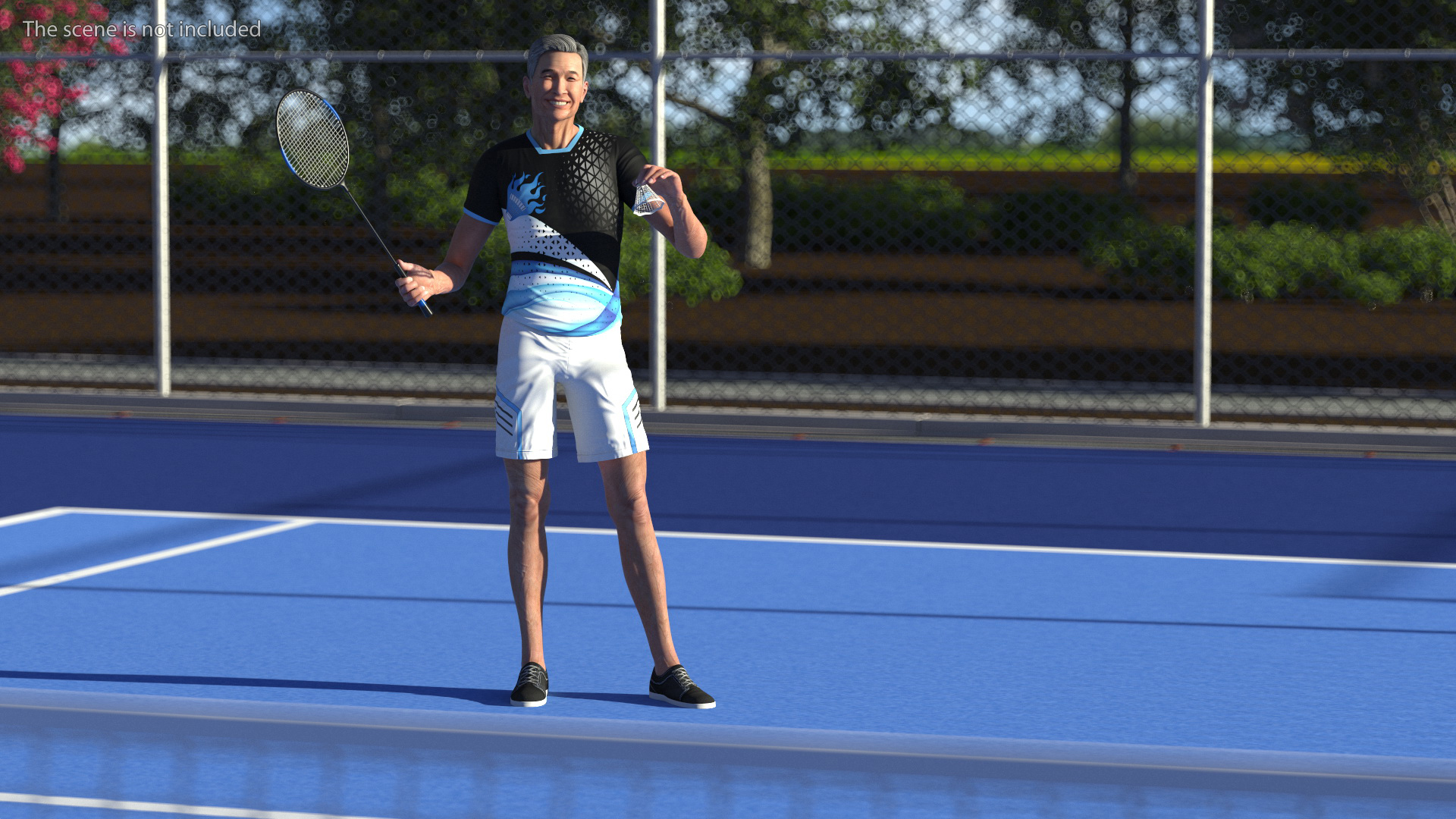 3D Chinese Elderly Man Badminton Style Rigged for Maya
