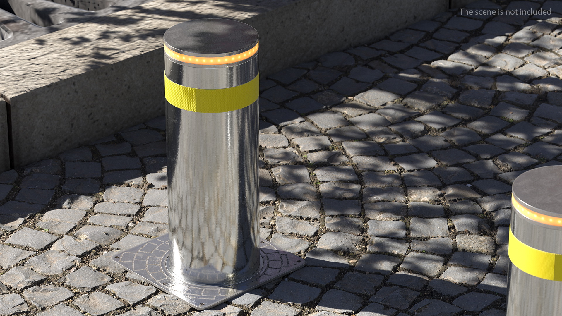 3D Retractable Security Bollard model