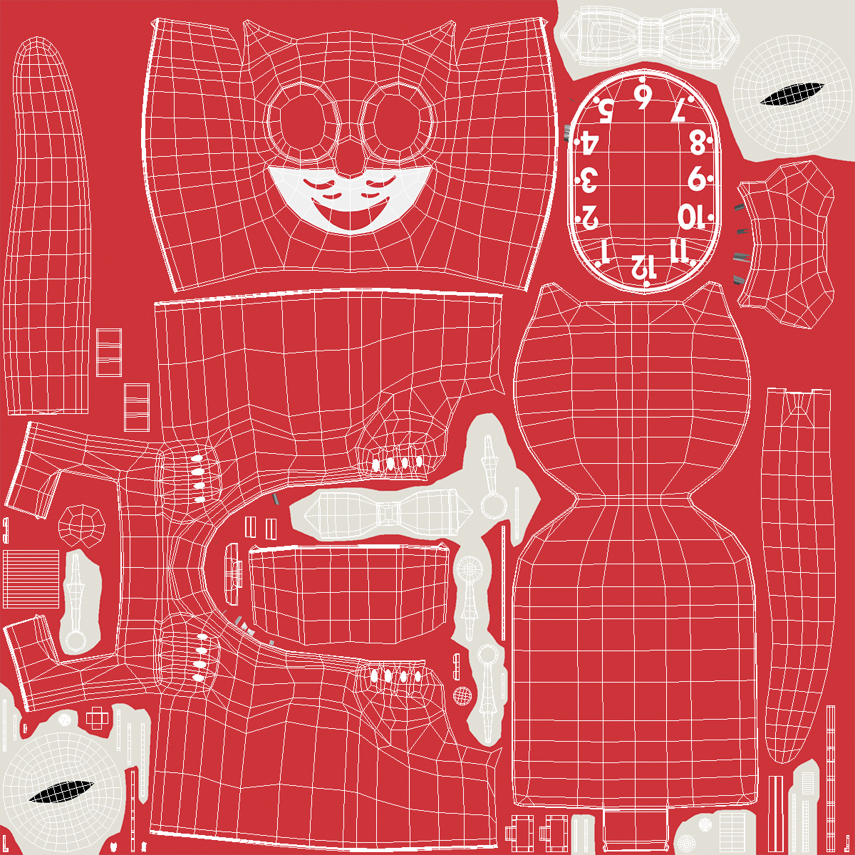 Retro Wall Clock Red Cat 3D model
