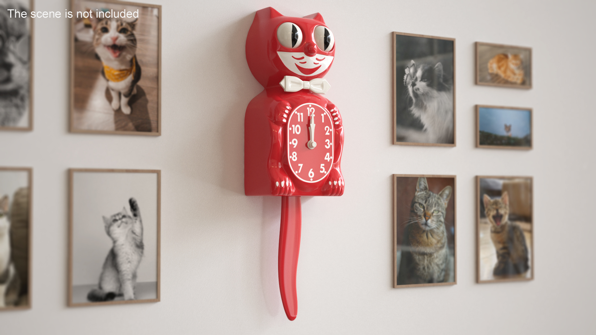 Retro Wall Clock Red Cat 3D model