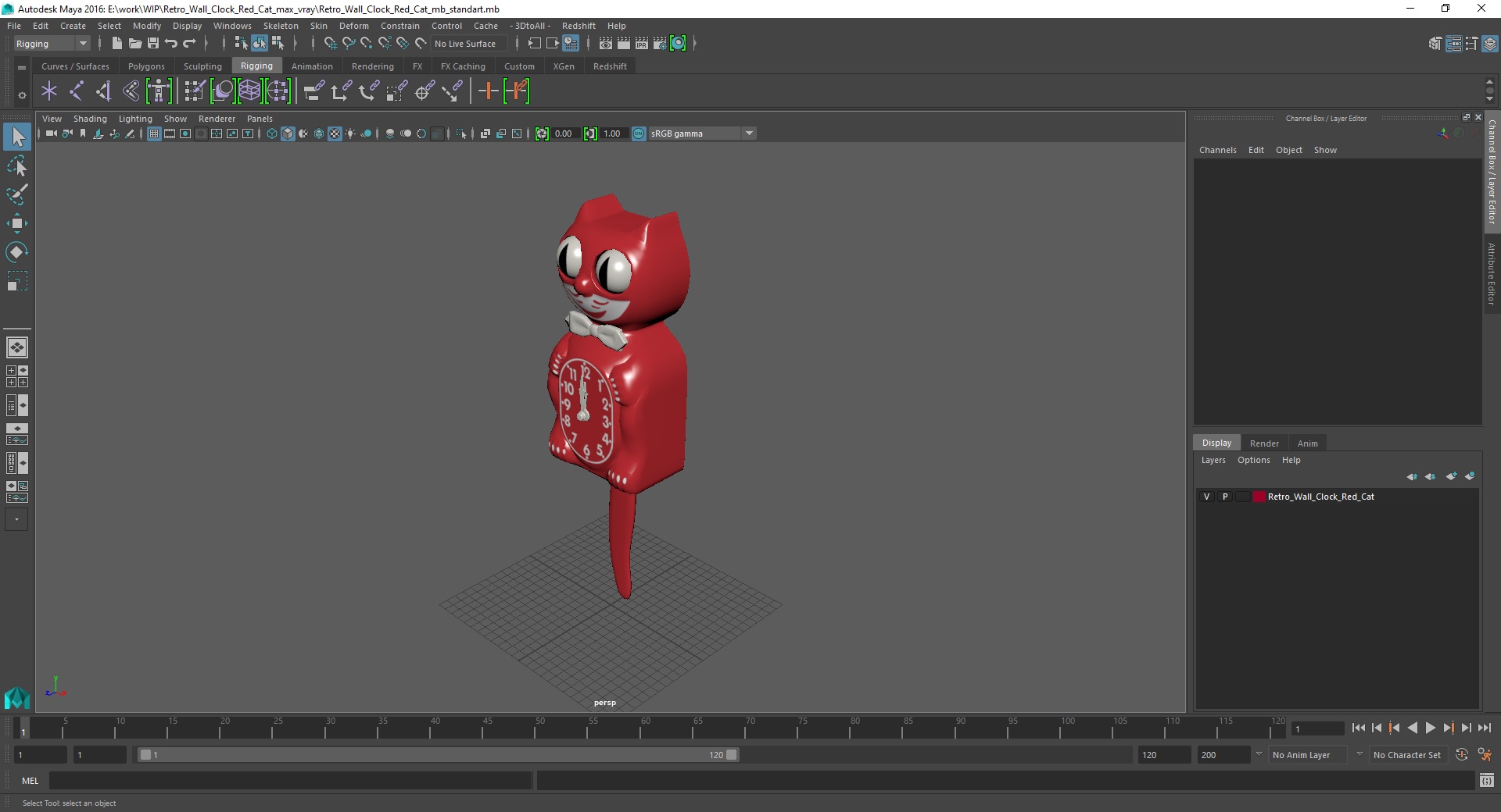 Retro Wall Clock Red Cat 3D model