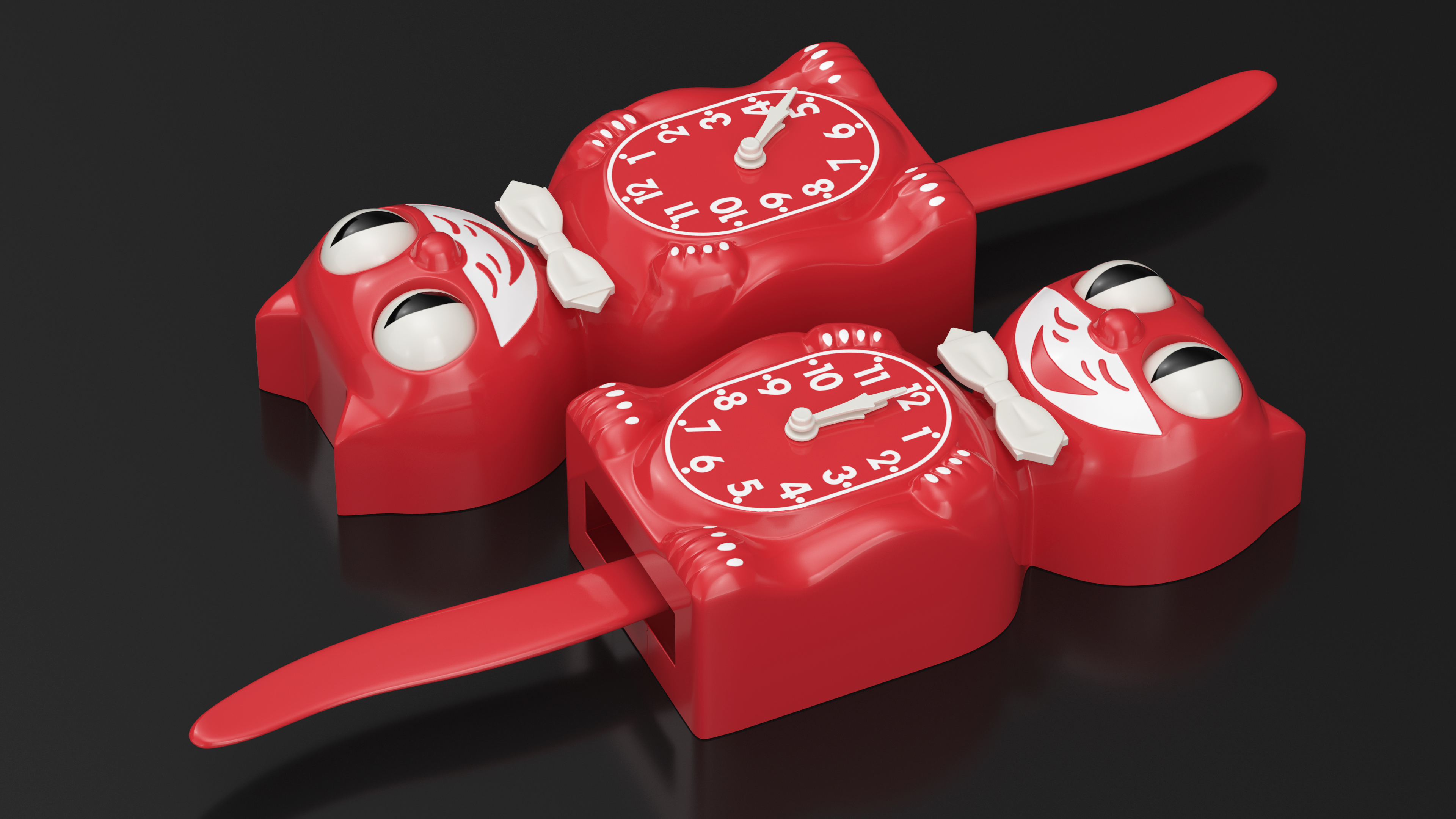 Retro Wall Clock Red Cat 3D model