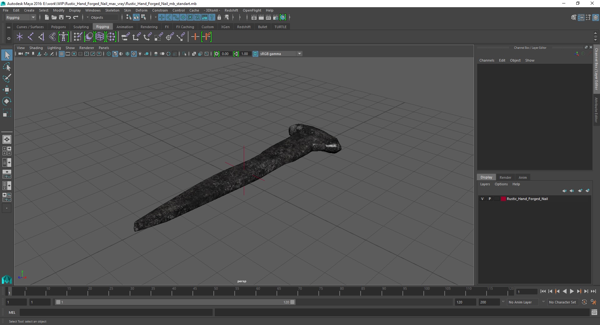 3D Rustic Hand Forged Nail model