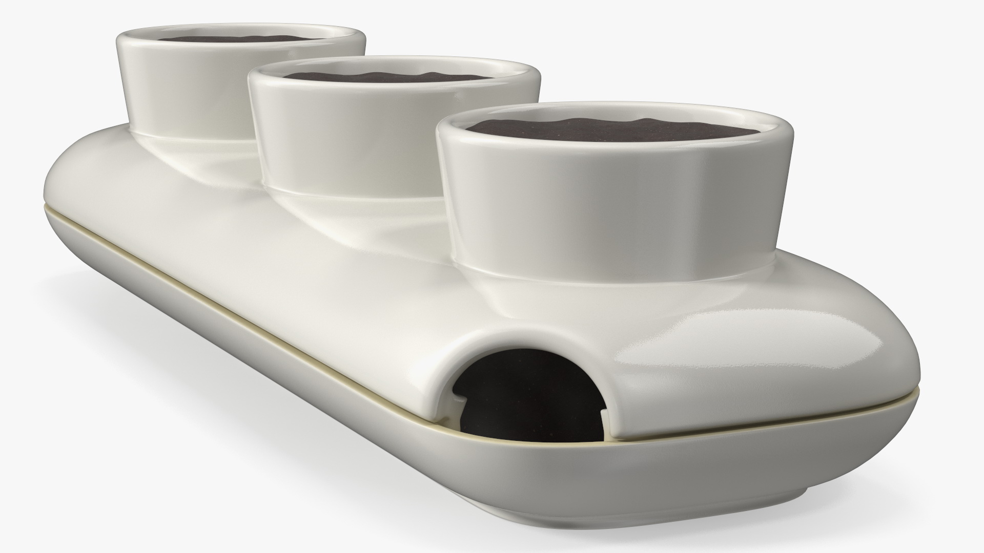 3D Stoneware Trio Pot Sagaform White model