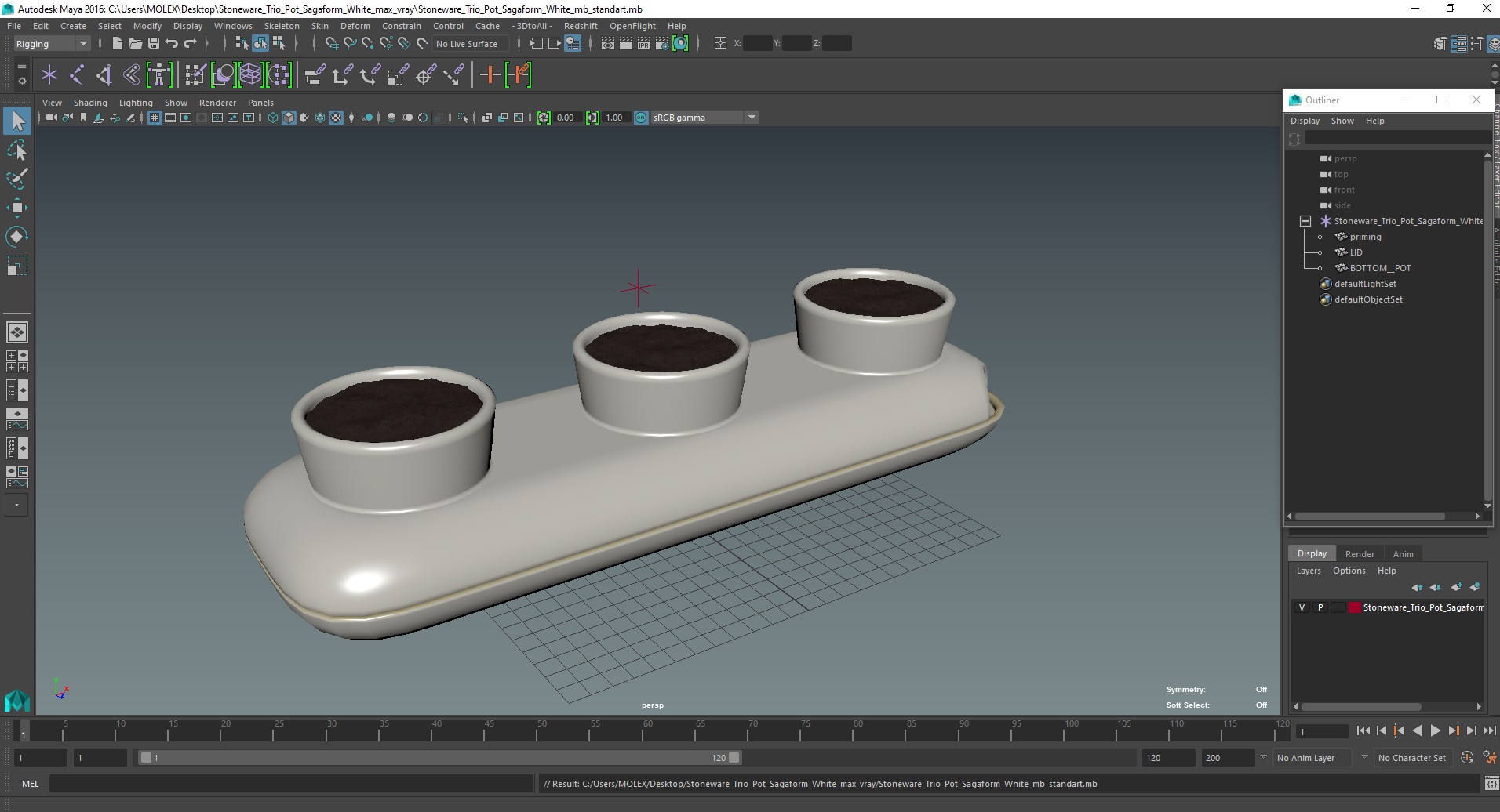 3D Stoneware Trio Pot Sagaform White model
