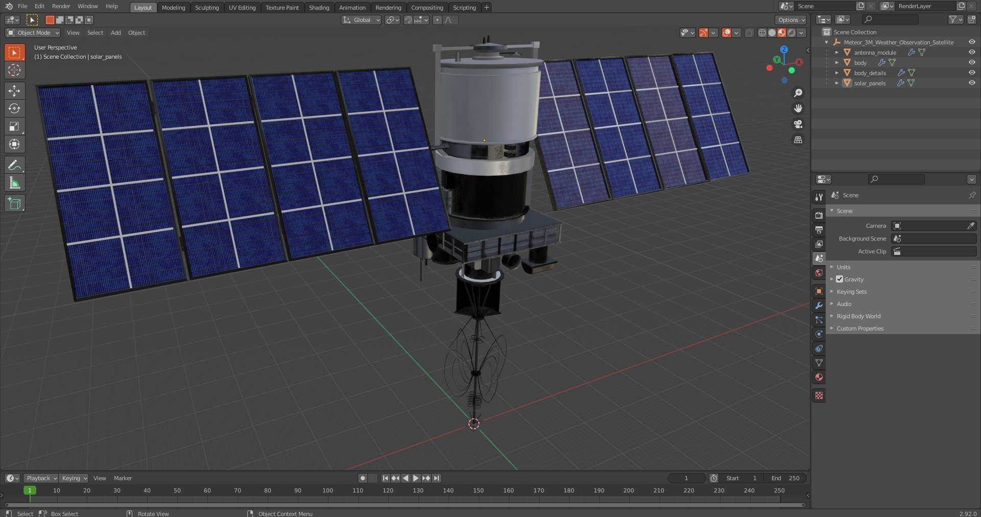 Meteor 3M Weather Observation Satellite 3D model