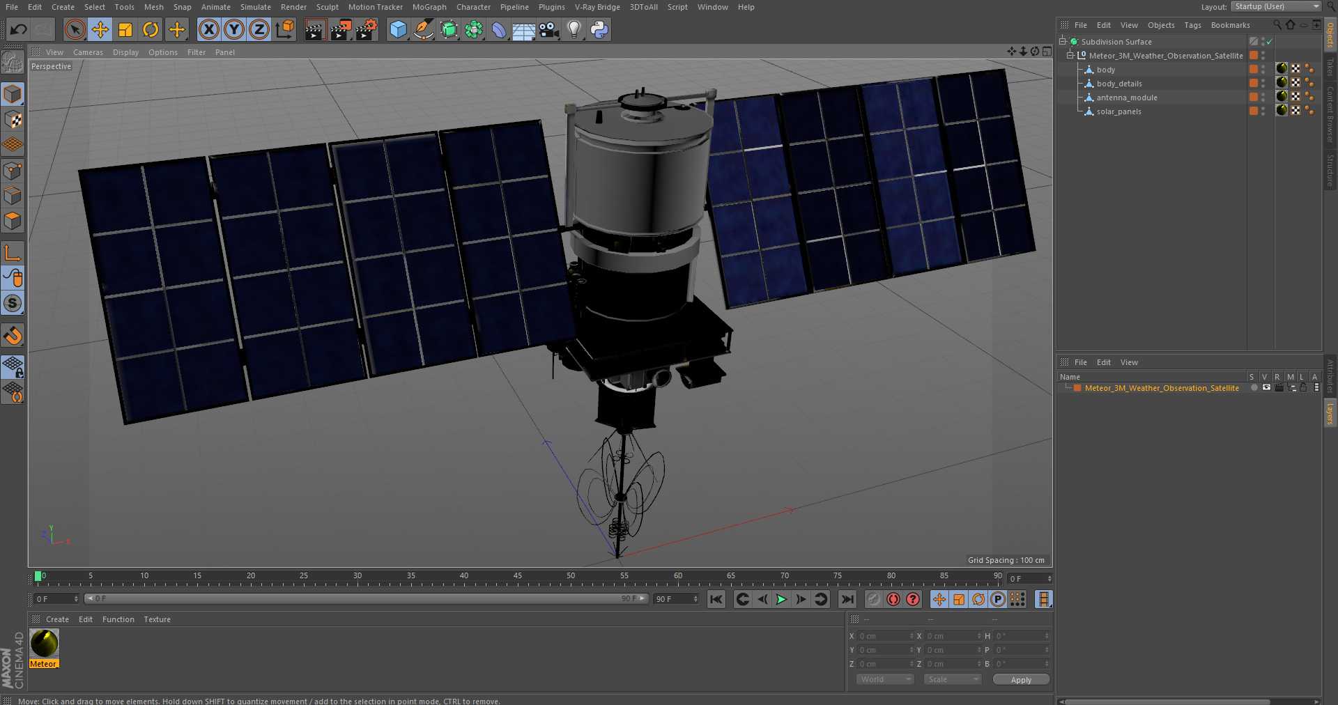 Meteor 3M Weather Observation Satellite 3D model