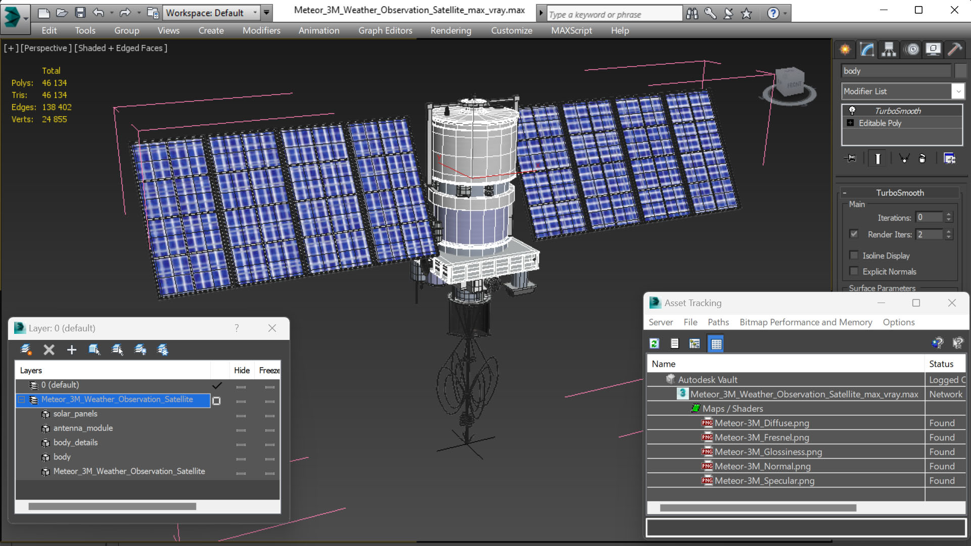 Meteor 3M Weather Observation Satellite 3D model
