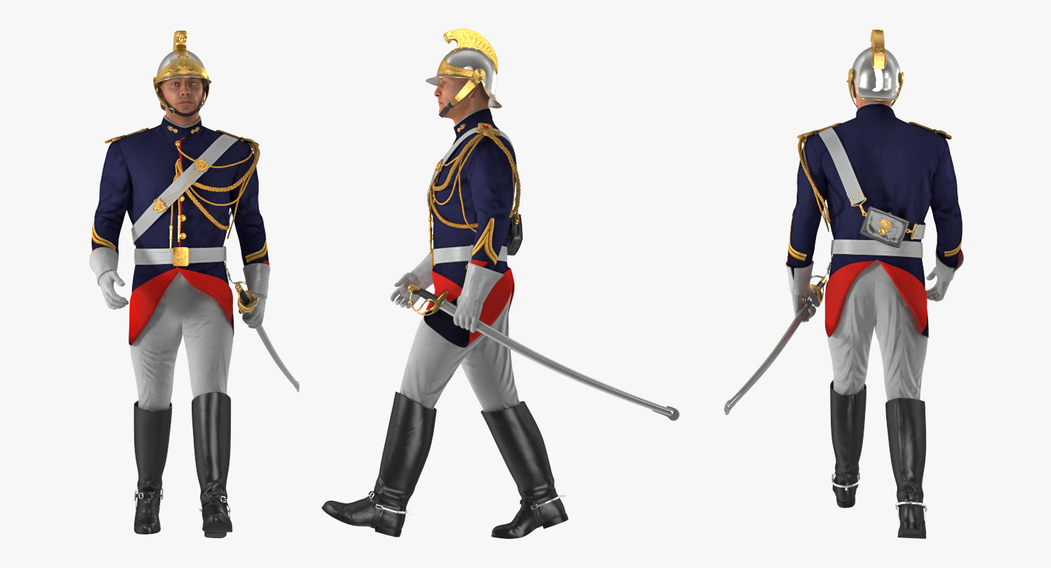 French Cuirassier Officers Walking Pose 3D model