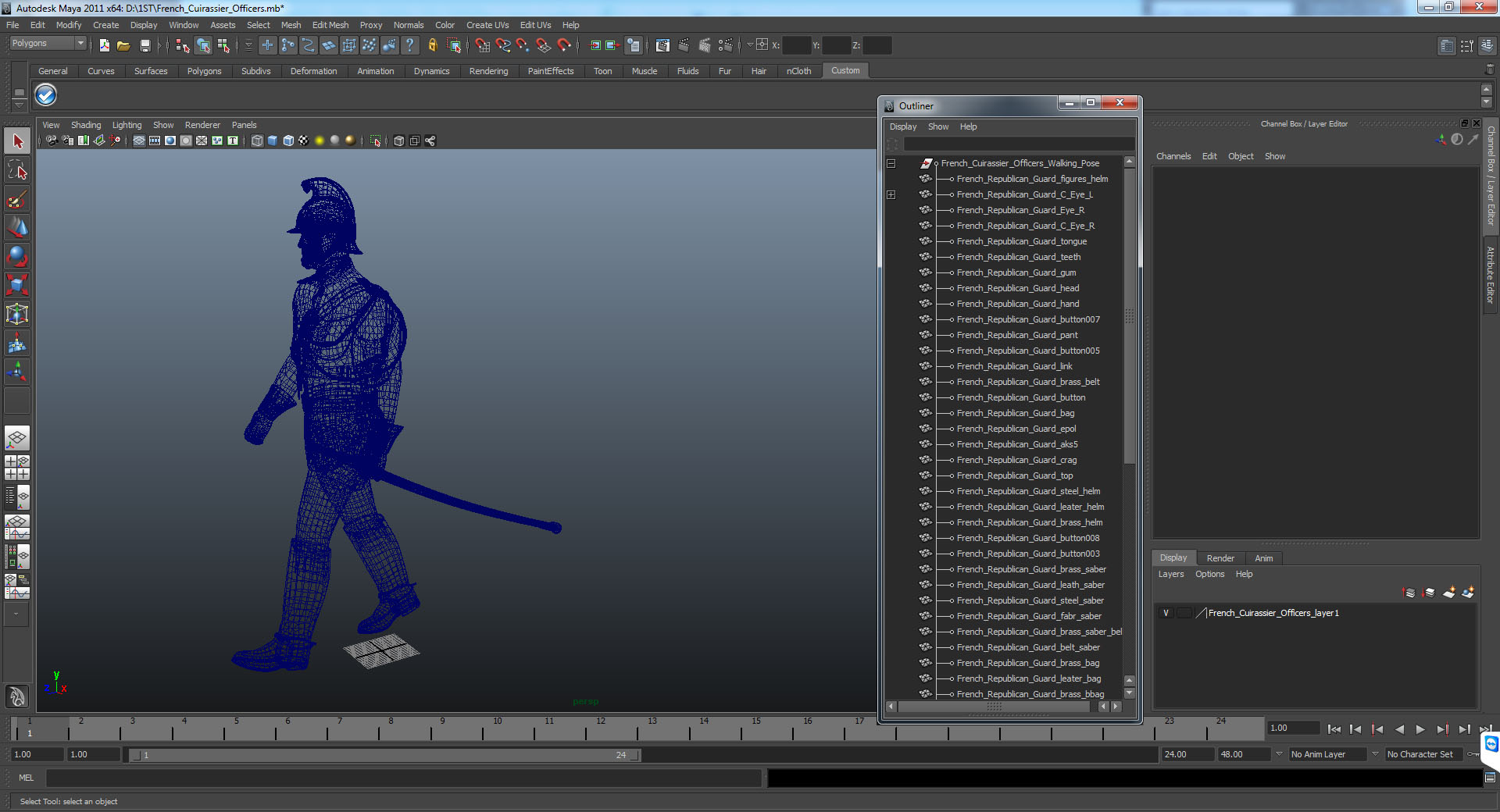 French Cuirassier Officers Walking Pose 3D model
