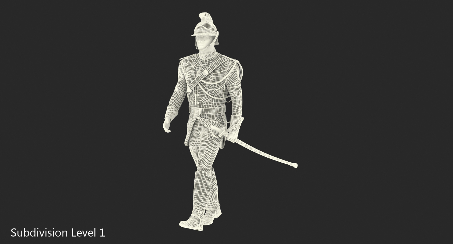 French Cuirassier Officers Walking Pose 3D model