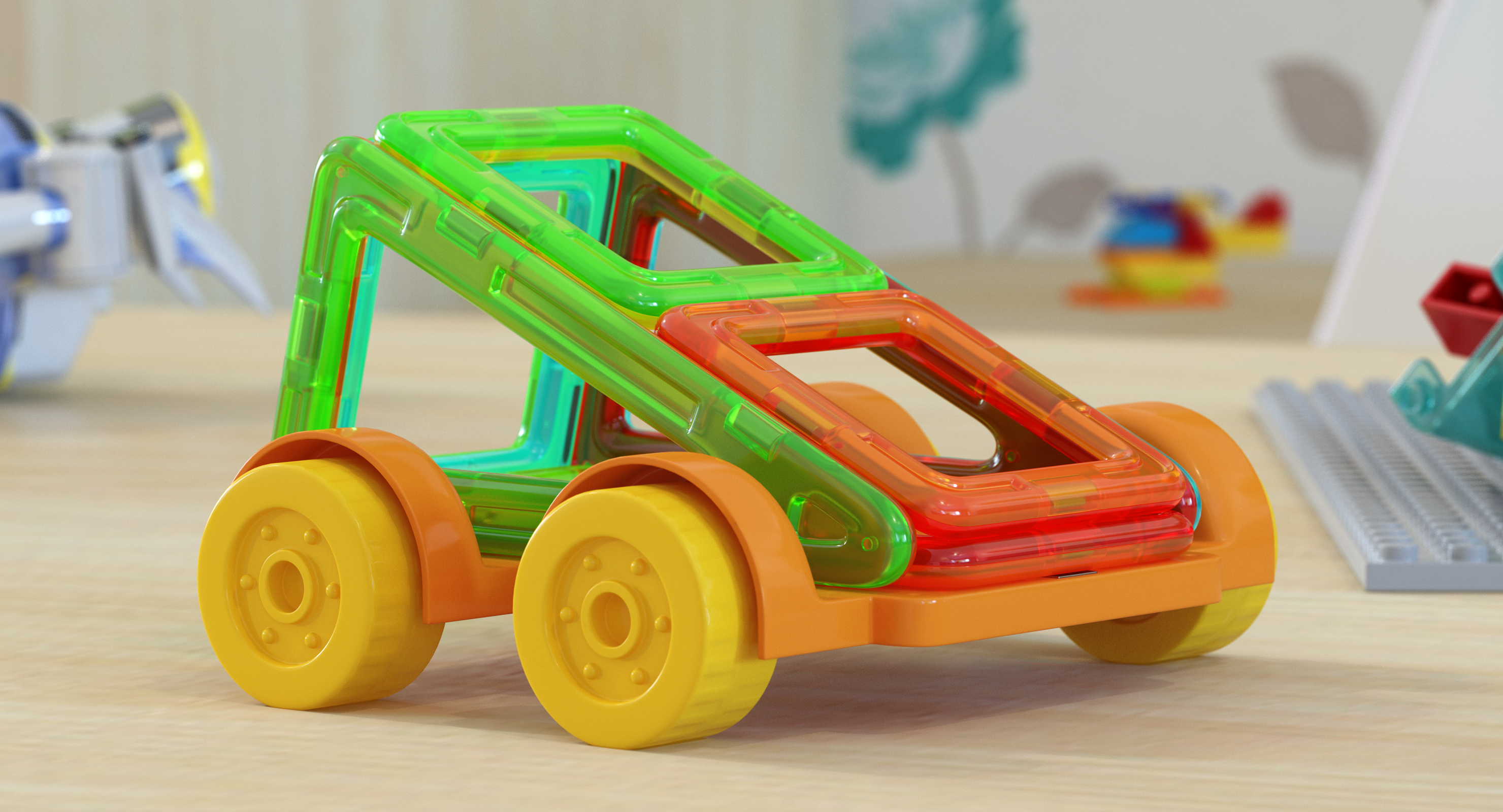 Magnetic Designer Toy Car 3D Model, view 3