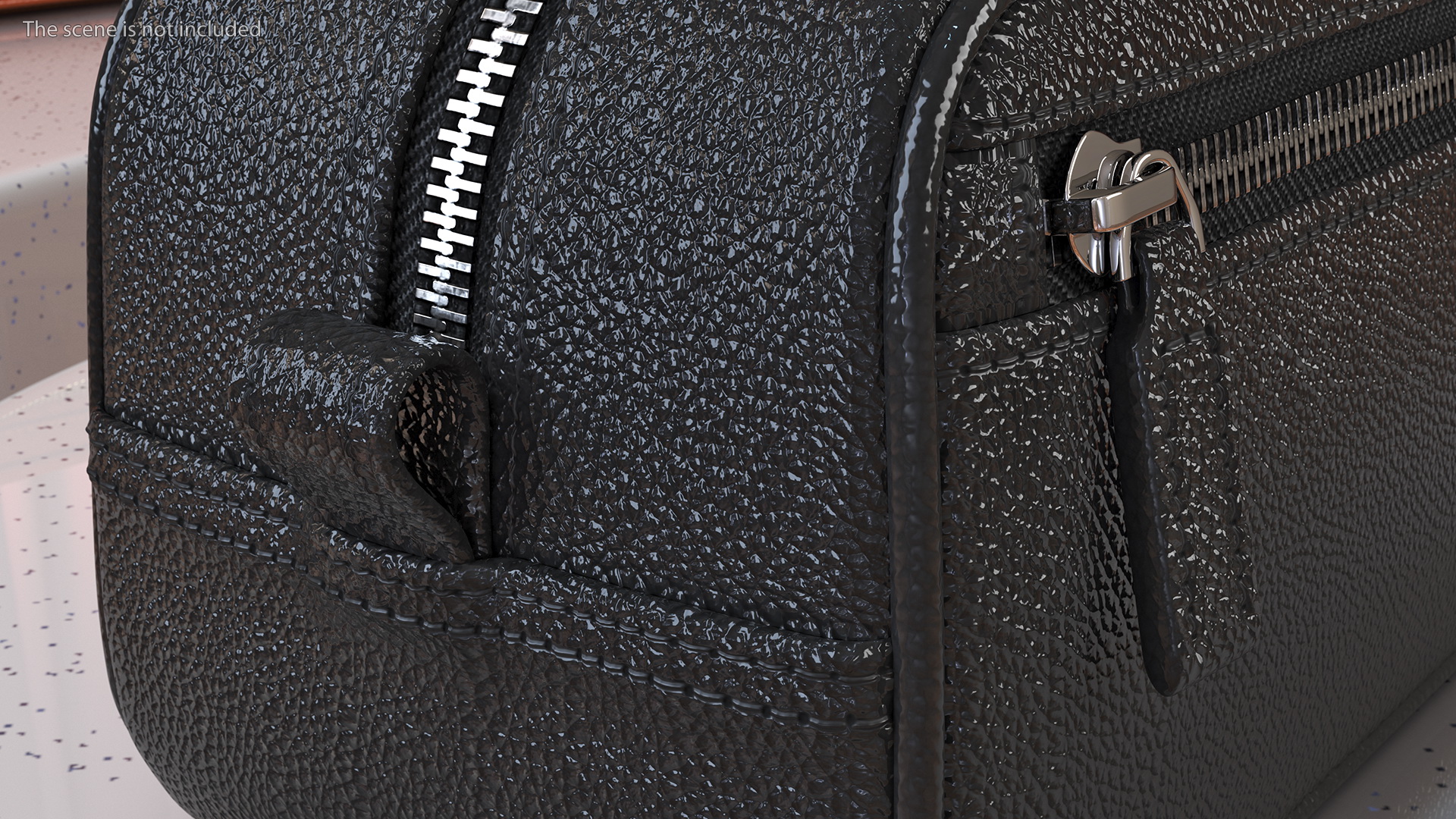 3D Closed Leather Cosmetic Bag Black model