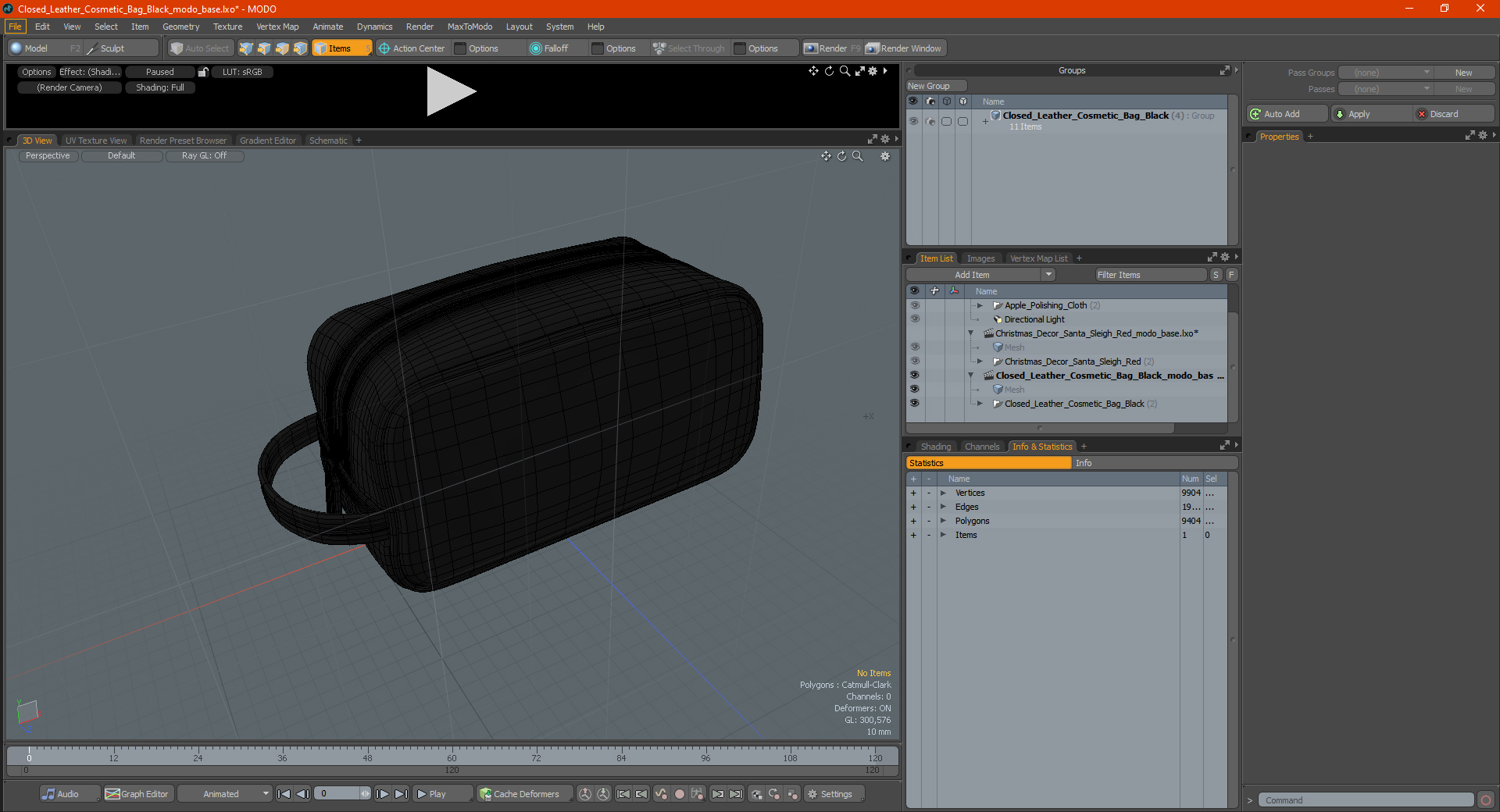 3D Closed Leather Cosmetic Bag Black model