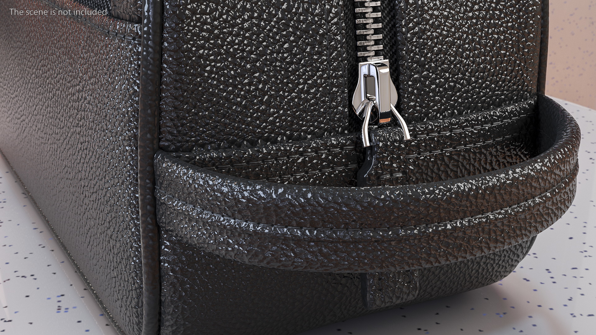 3D Closed Leather Cosmetic Bag Black model