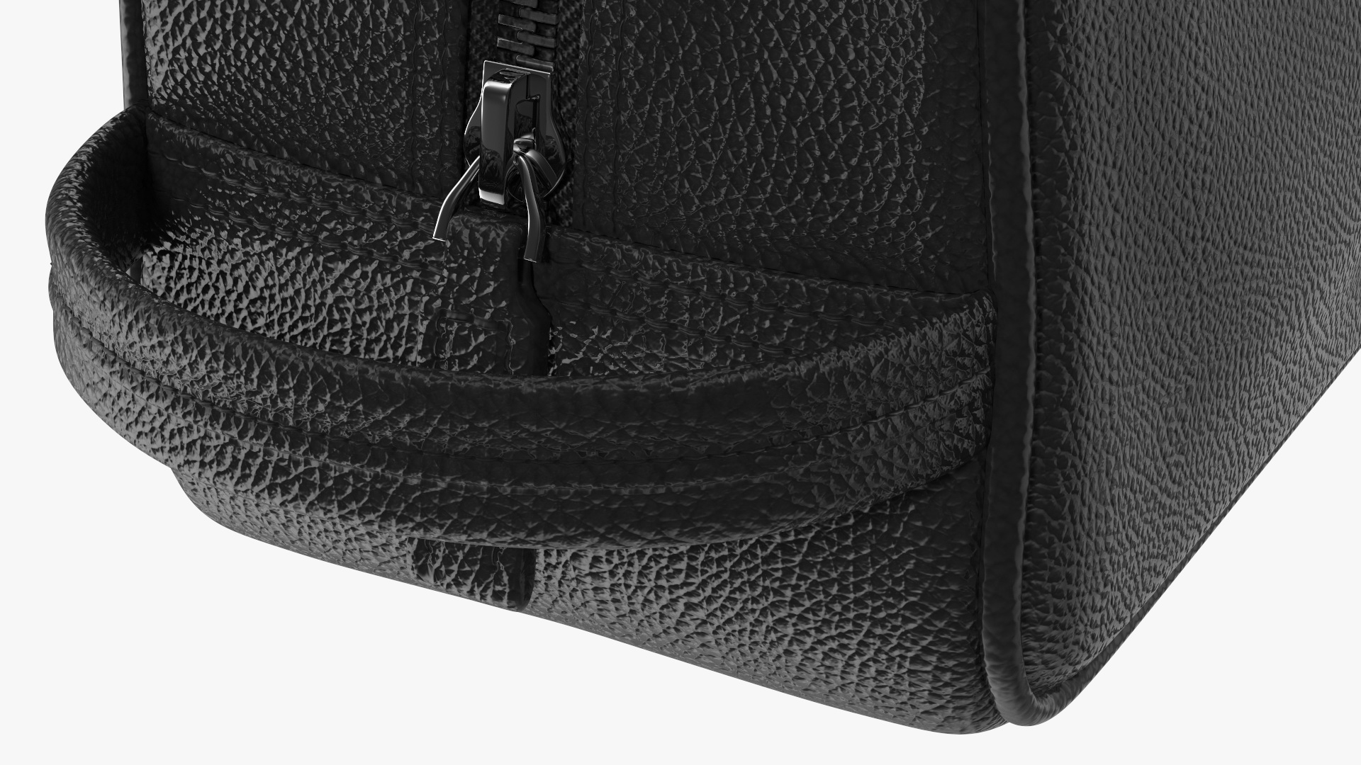 3D Closed Leather Cosmetic Bag Black model