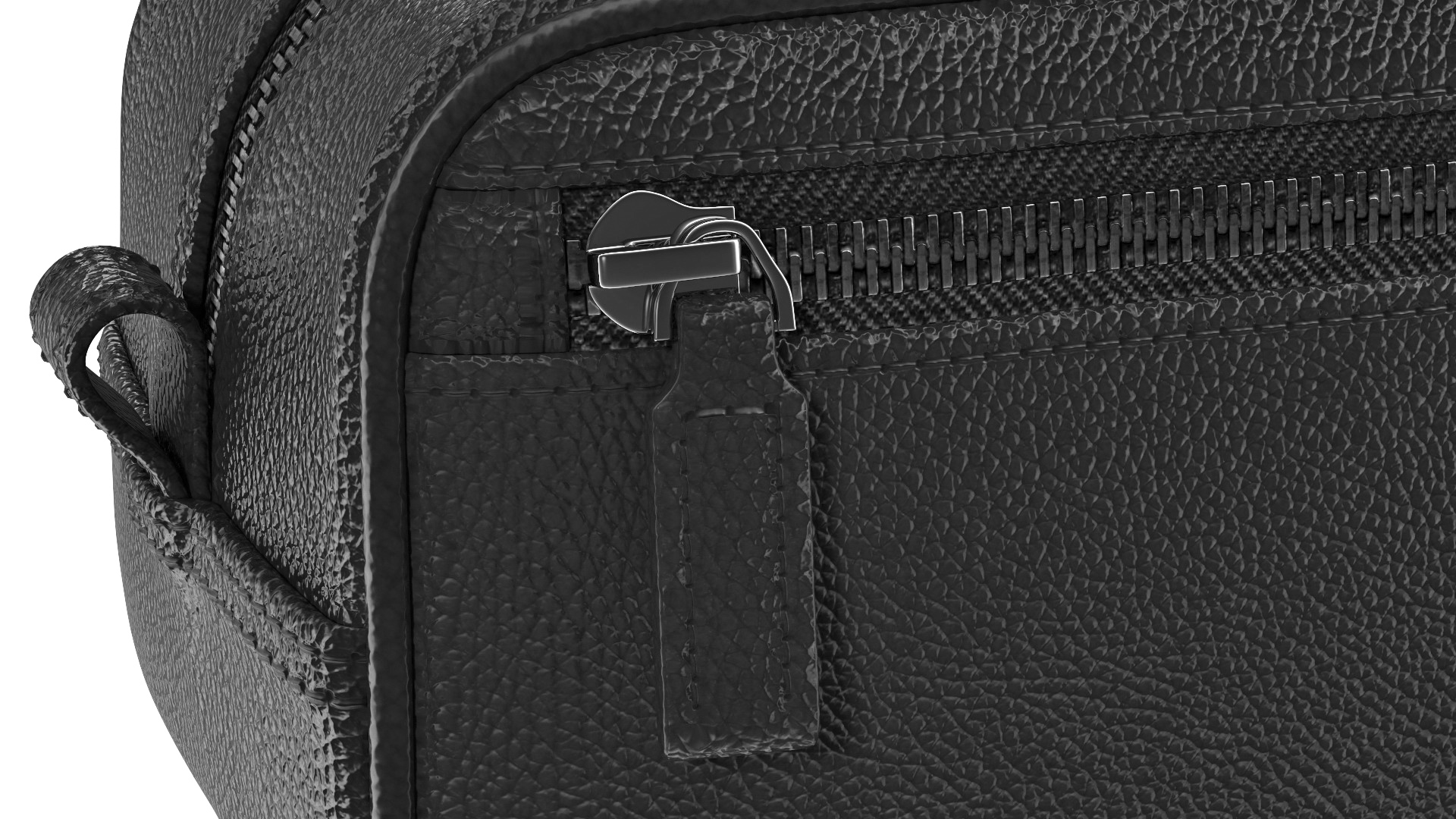 3D Closed Leather Cosmetic Bag Black model