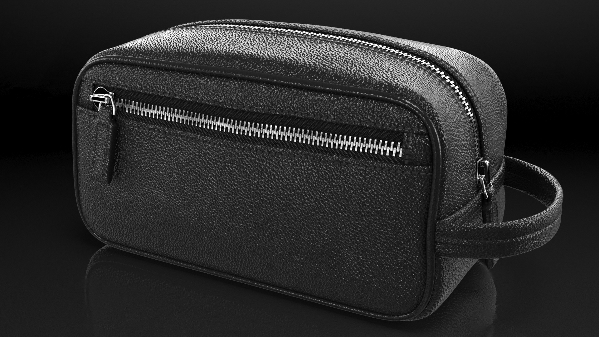 3D Closed Leather Cosmetic Bag Black model
