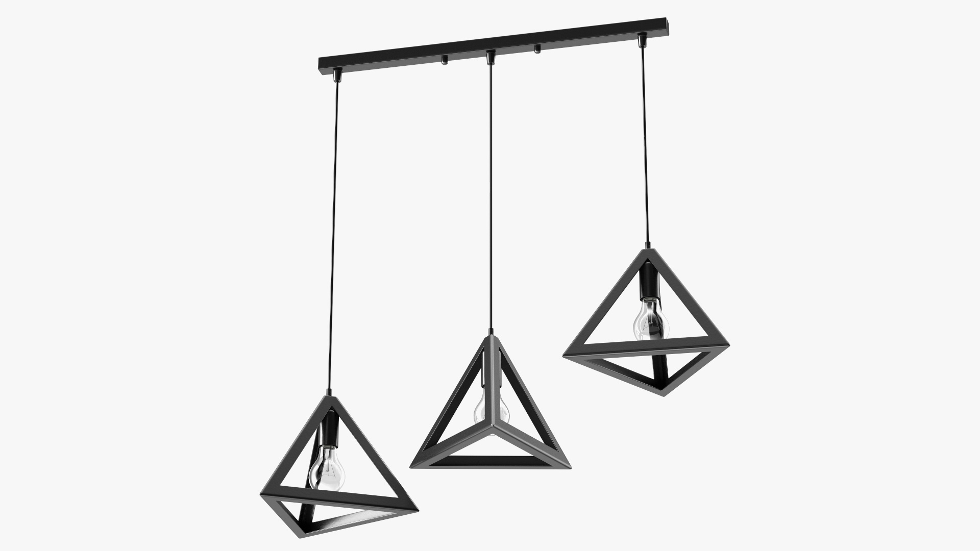 Pendant Lights Pack of Three Black 3D model