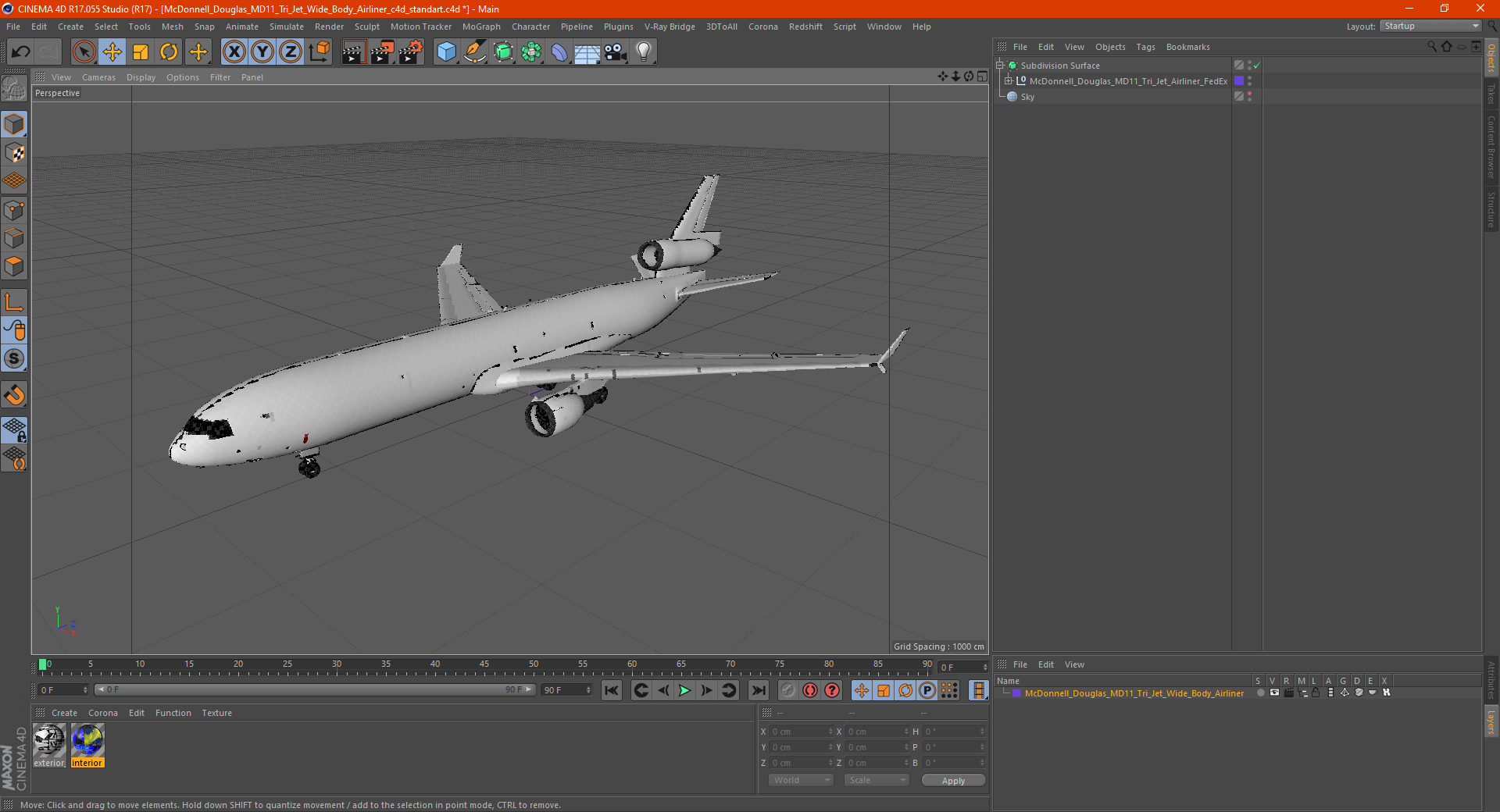 McDonnell Douglas MD11 Tri Jet Wide Body Airliner 3D model