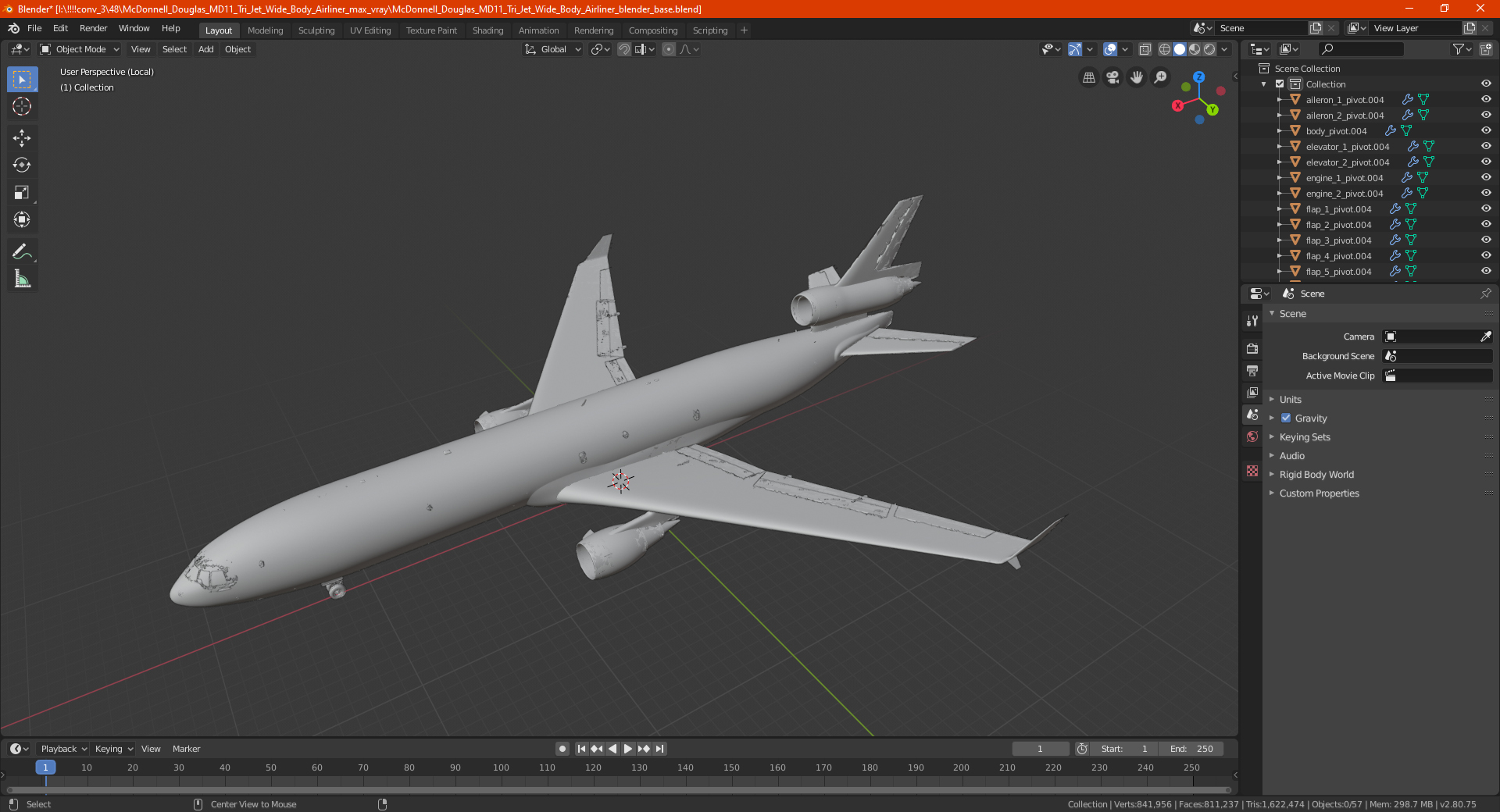 McDonnell Douglas MD11 Tri Jet Wide Body Airliner 3D model