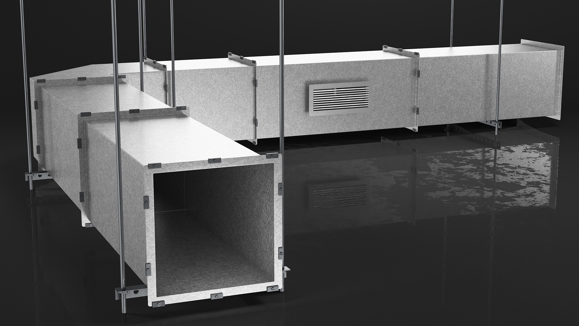 Corner Square Air Duct 3D