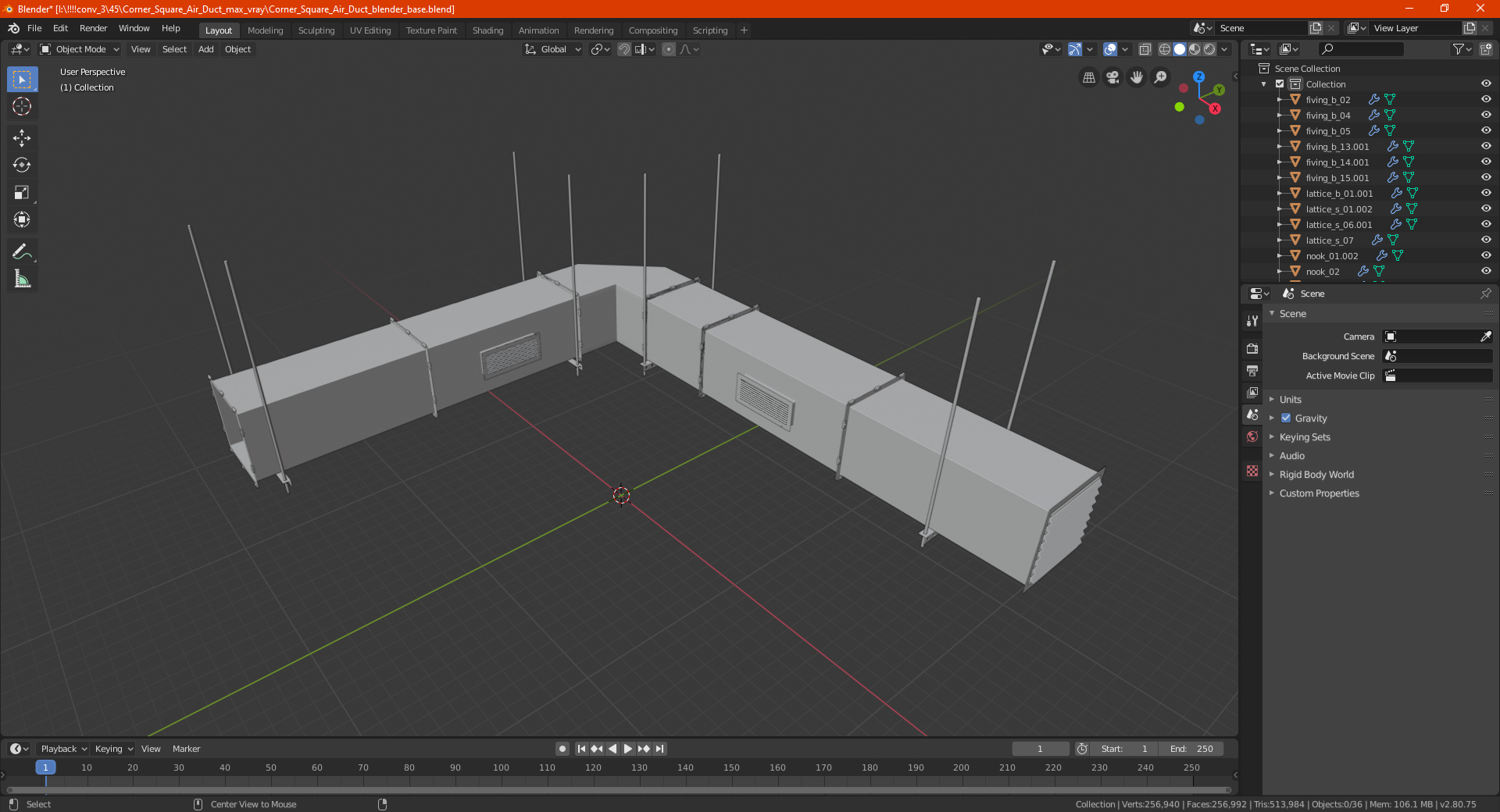 Corner Square Air Duct 3D