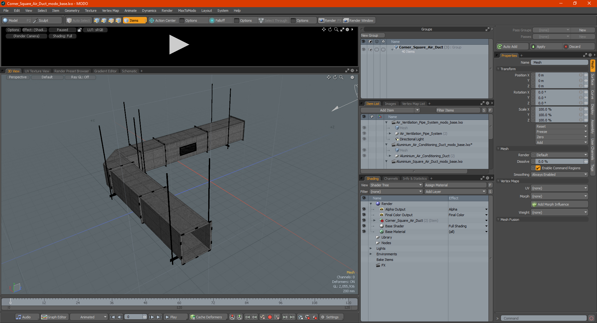 Corner Square Air Duct 3D