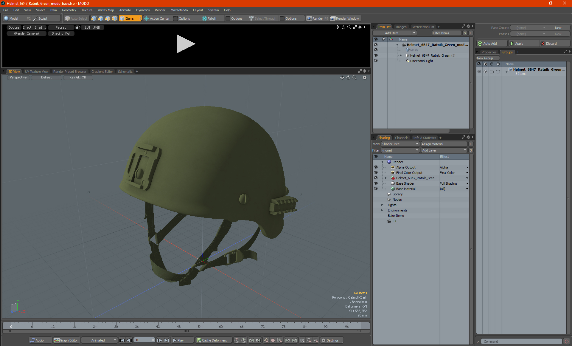 Helmet 6B47 Ratnik Green 3D model