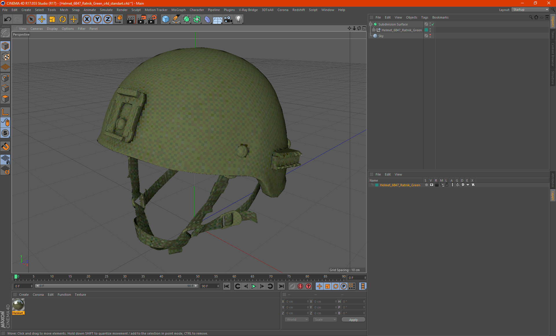 Helmet 6B47 Ratnik Green 3D model
