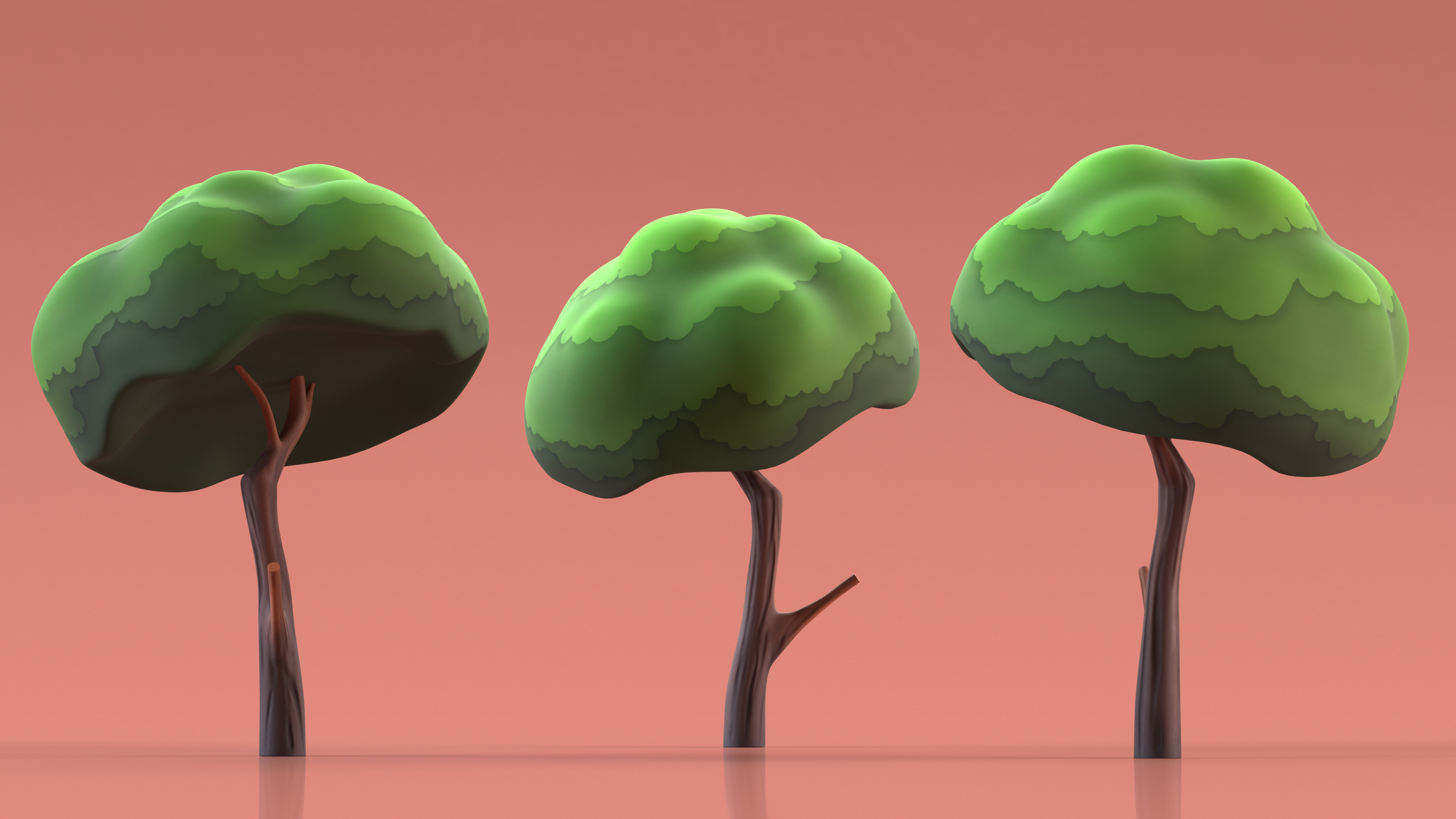 Small Cartoon Tree Crooked Handpaint Texture 3D model