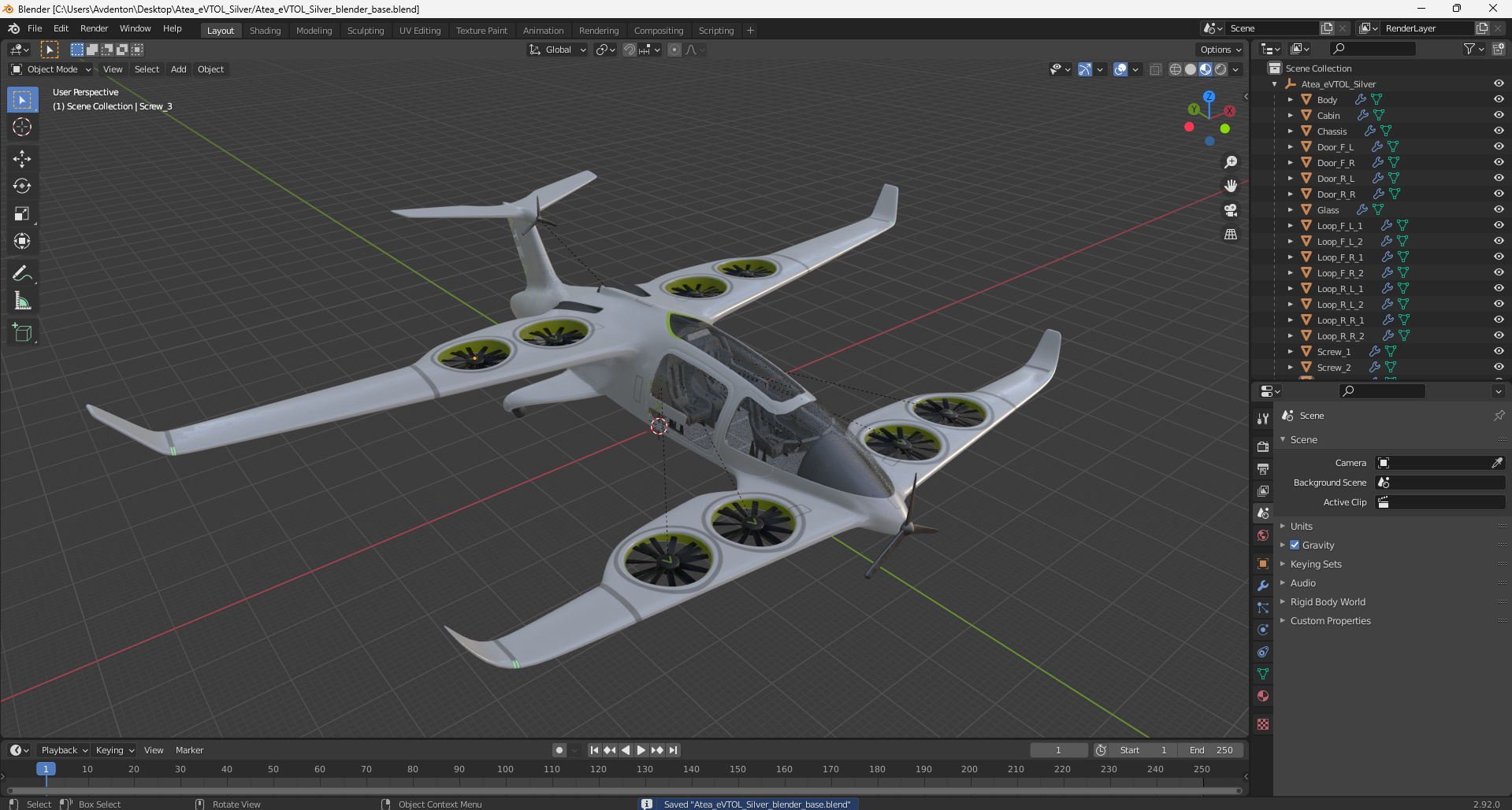Atea eVTOL Silver 3D