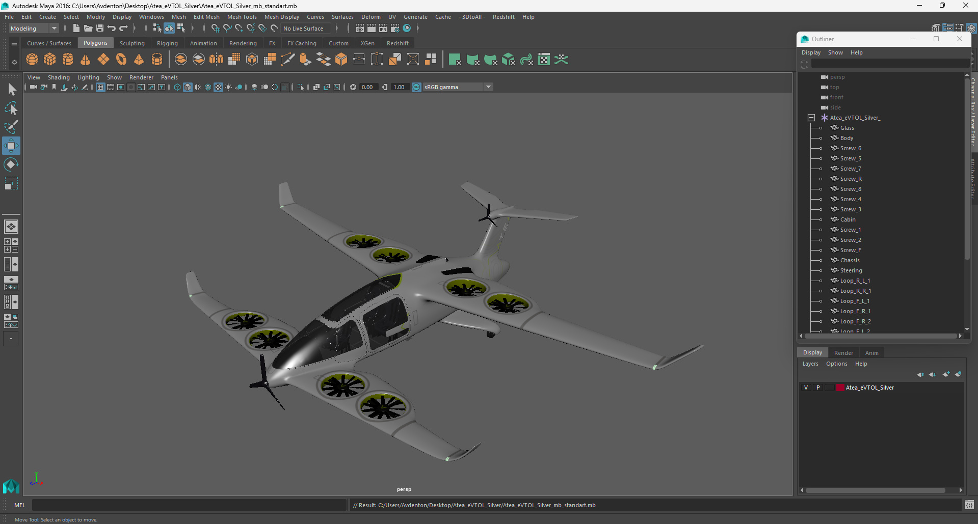 Atea eVTOL Silver 3D