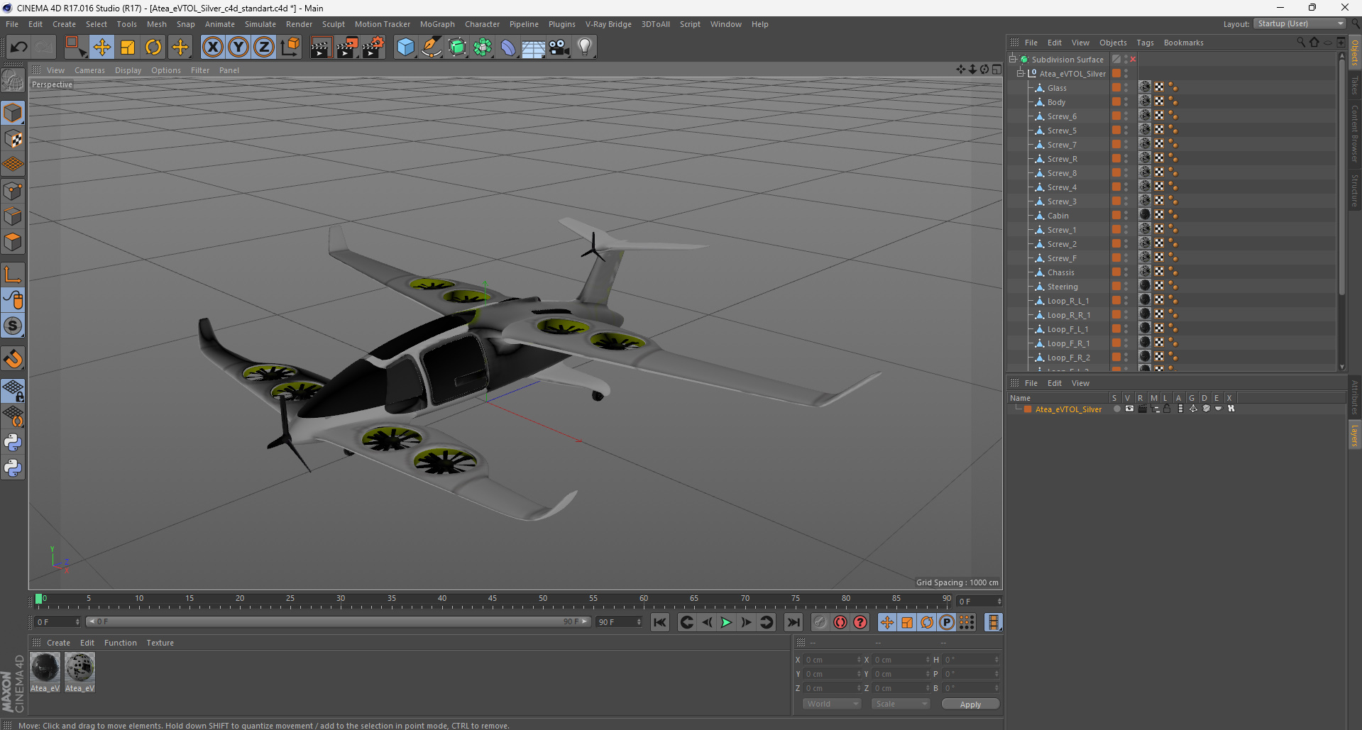 Atea eVTOL Silver 3D