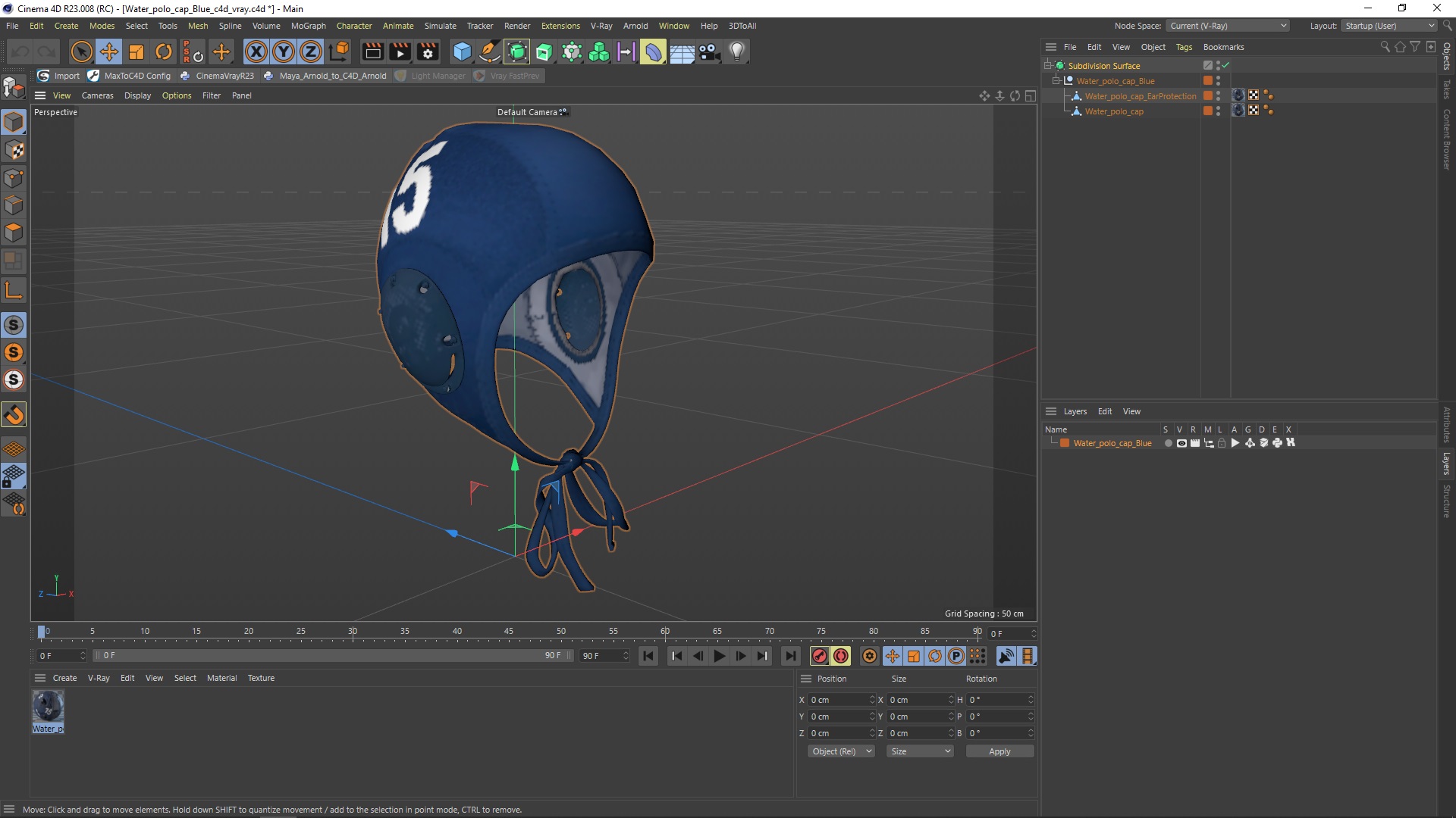 Water polo cap Blue 3D model