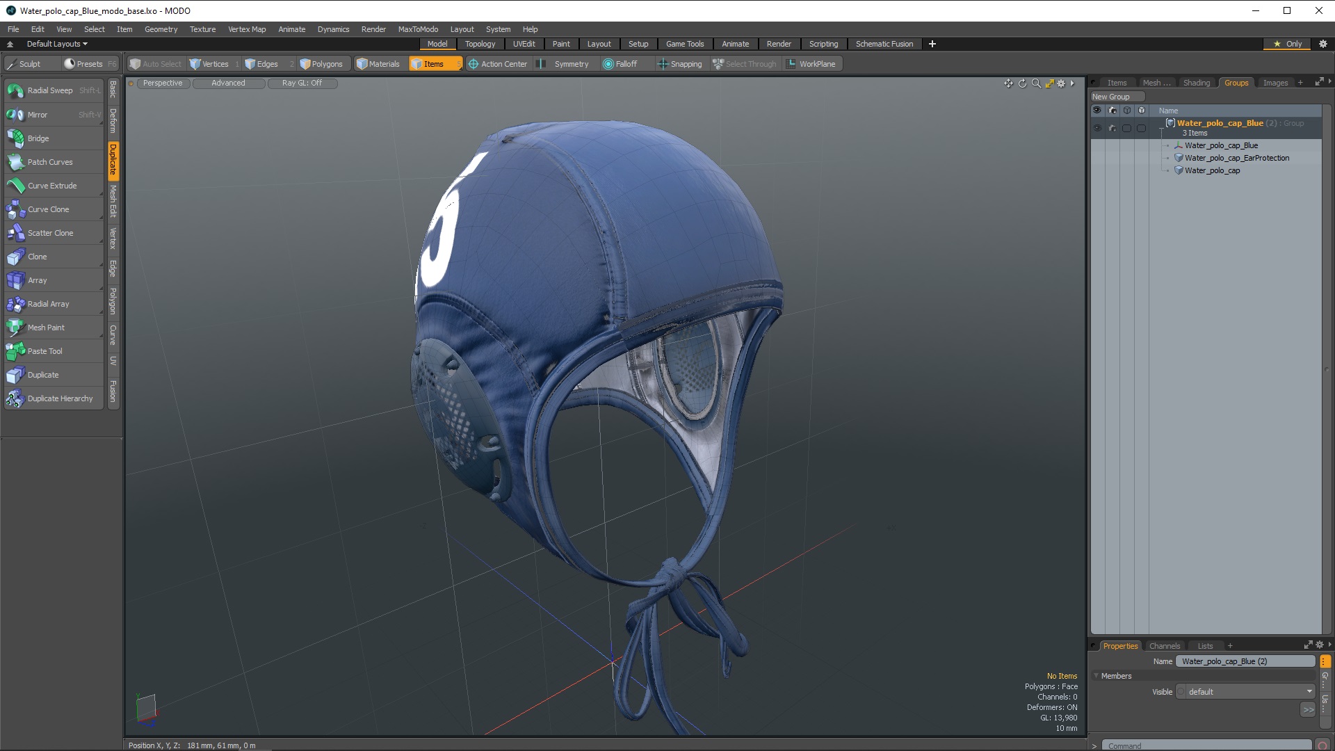 Water polo cap Blue 3D model