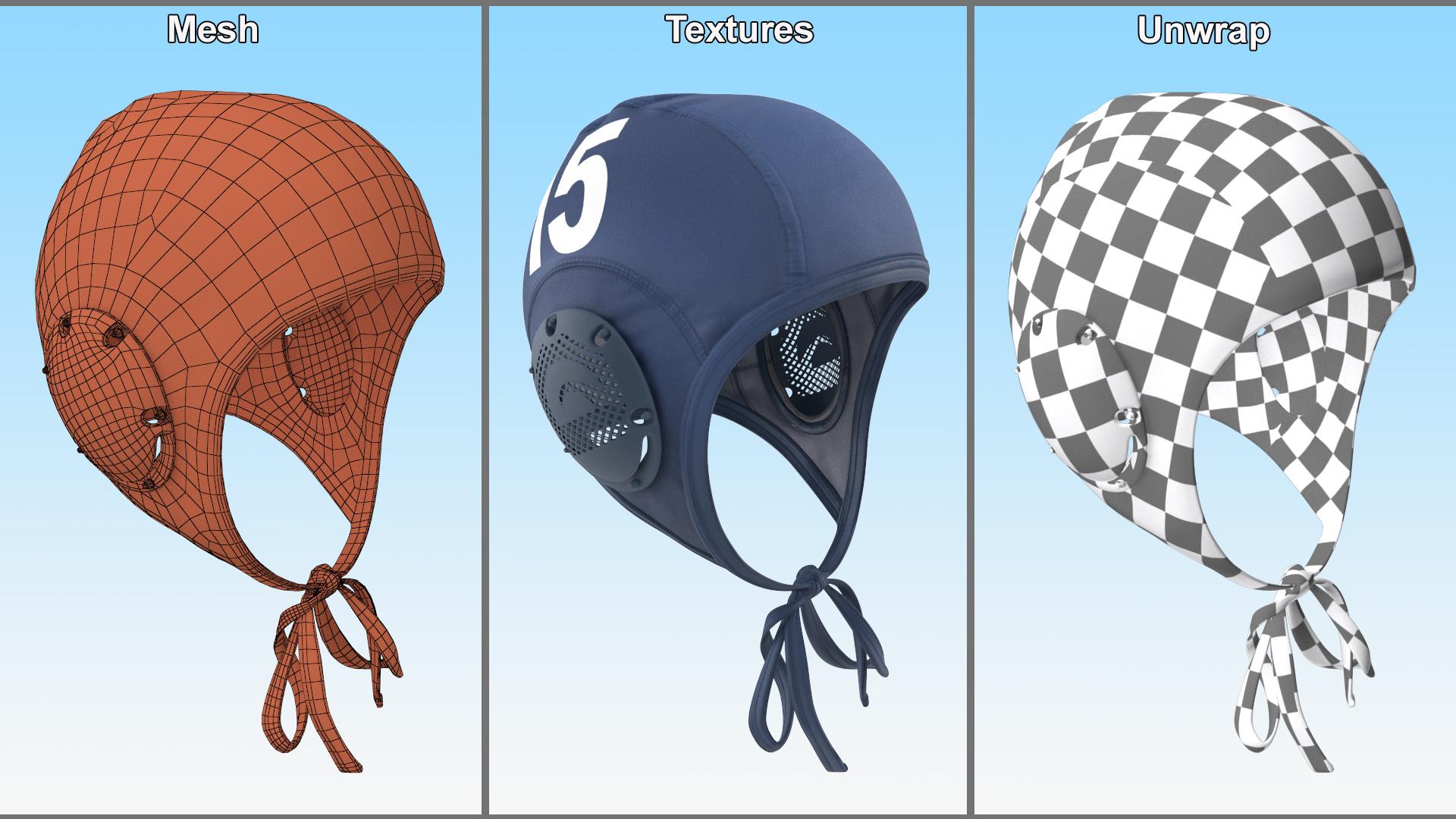 Water polo cap Blue 3D model