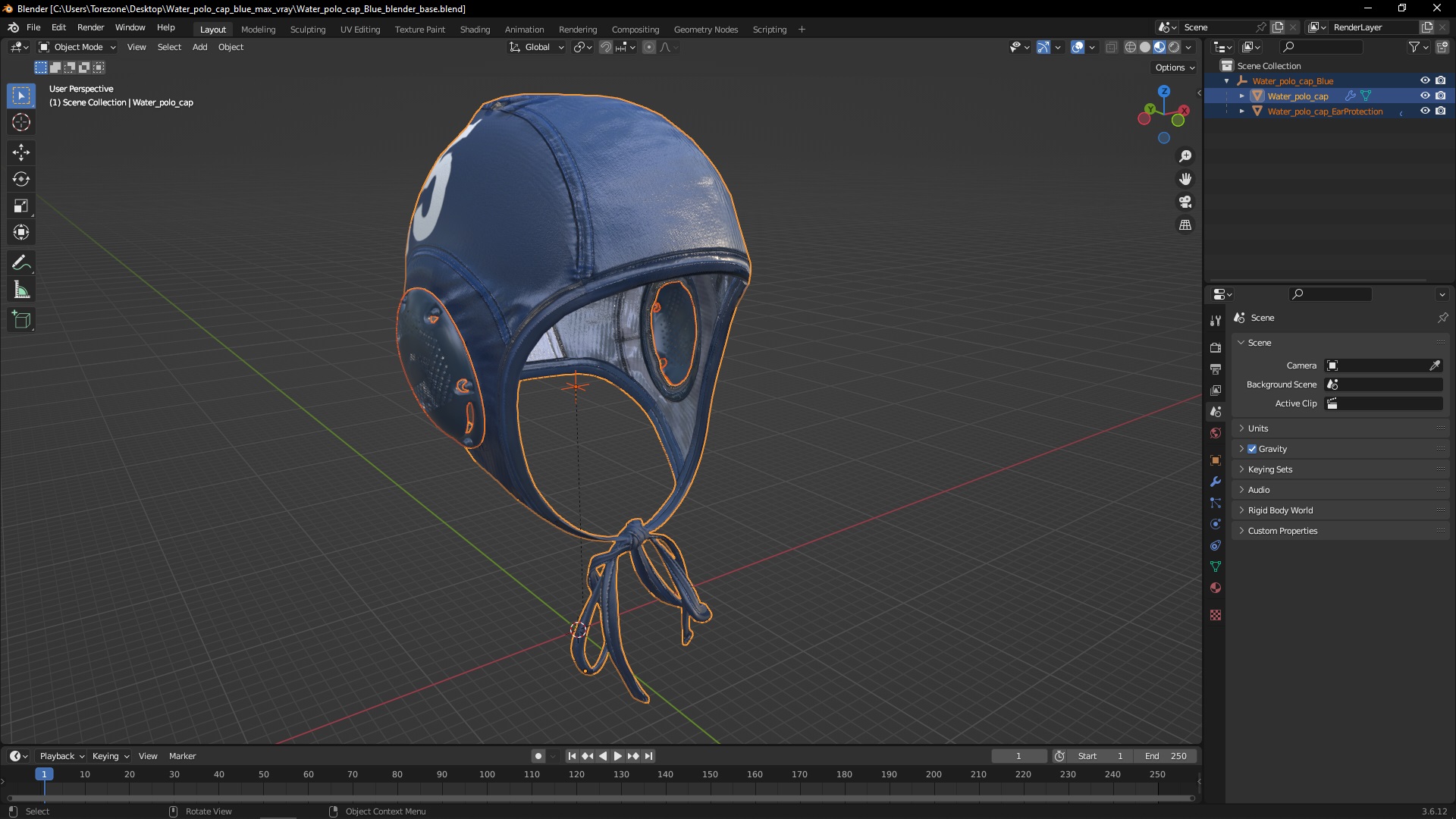 Water polo cap Blue 3D model