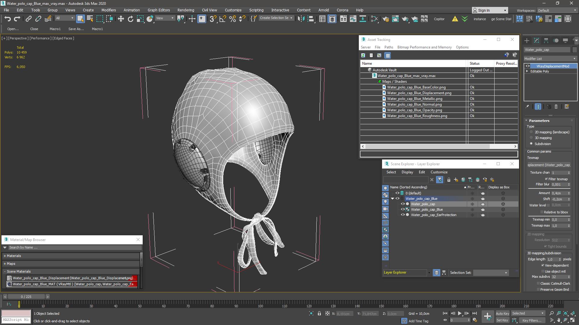 Water polo cap Blue 3D model
