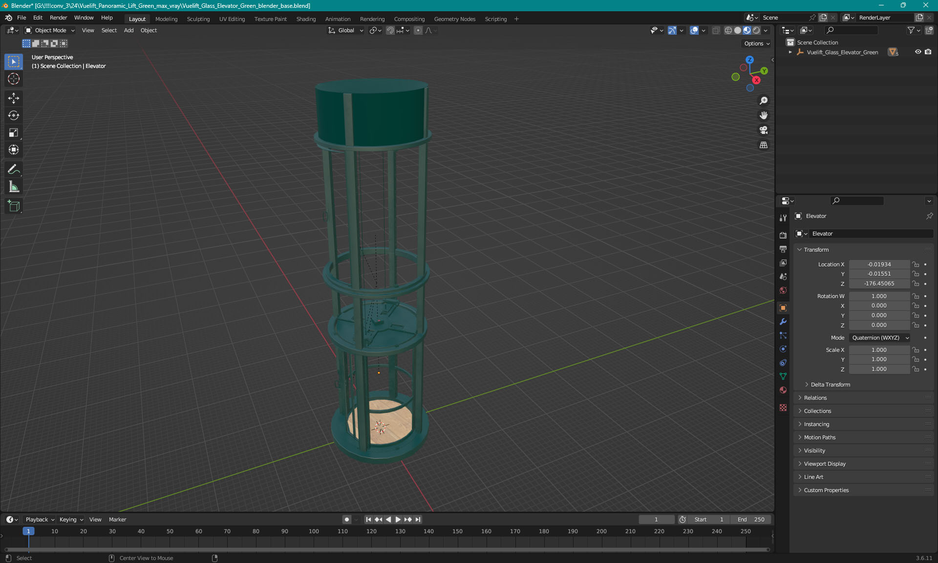 3D Vuelift Panoramic Lift Green model