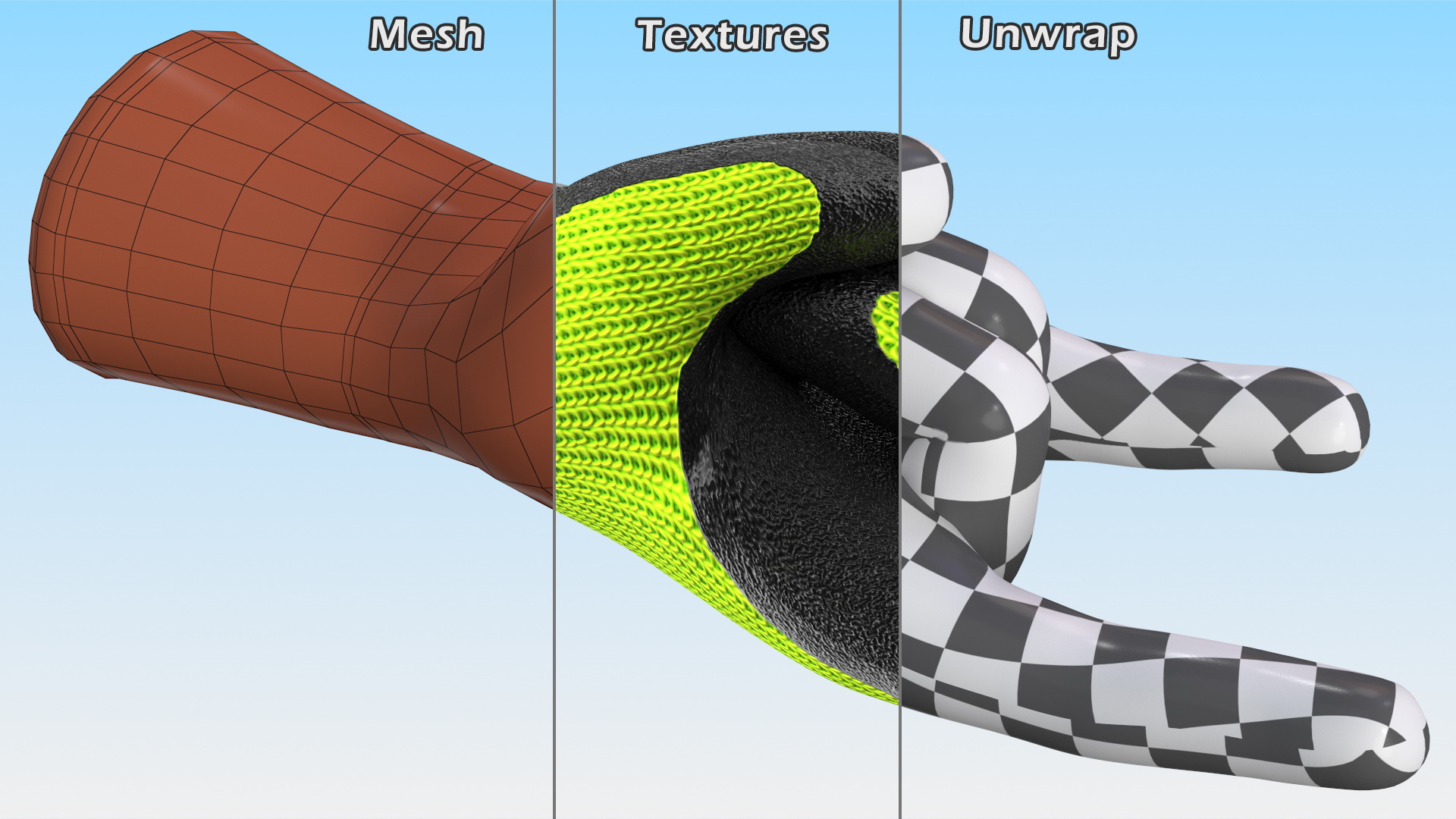 Safety Work Gloves Sign of the Horns Green 3D