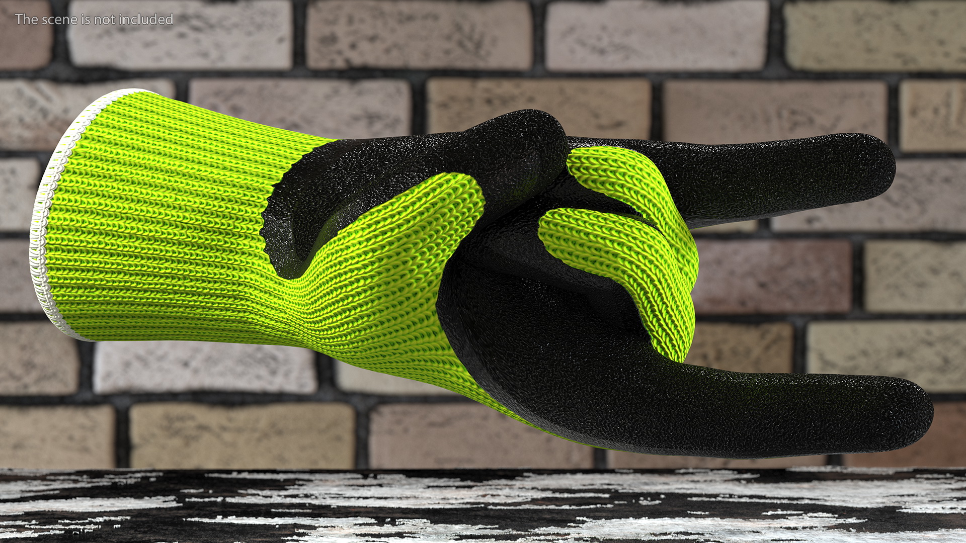 Safety Work Gloves Sign of the Horns Green 3D