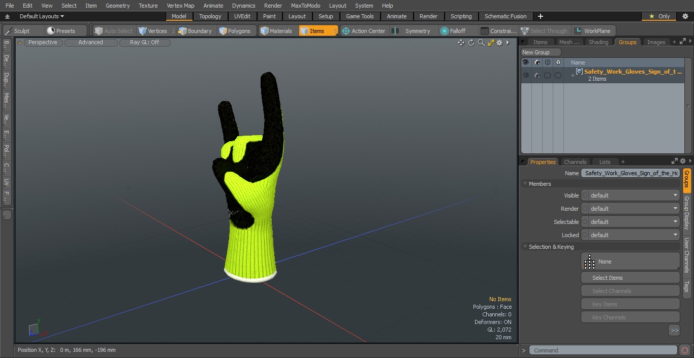 Safety Work Gloves Sign of the Horns Green 3D