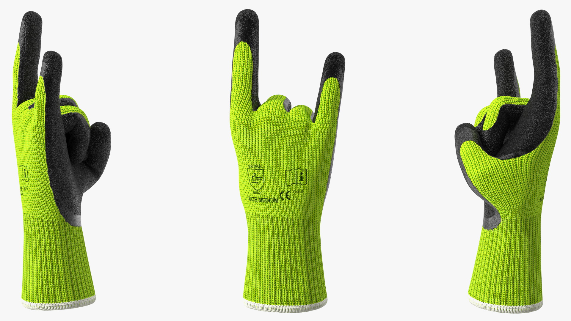 Safety Work Gloves Sign of the Horns Green 3D