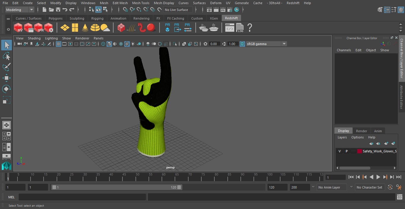 Safety Work Gloves Sign of the Horns Green 3D