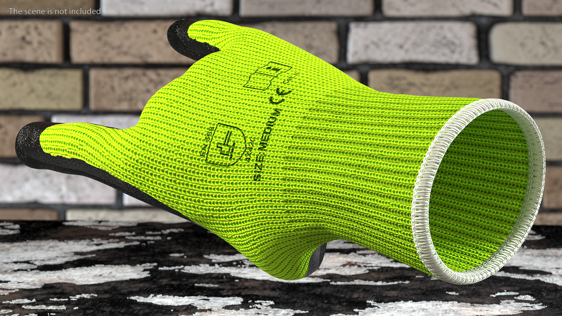 Safety Work Gloves Sign of the Horns Green 3D