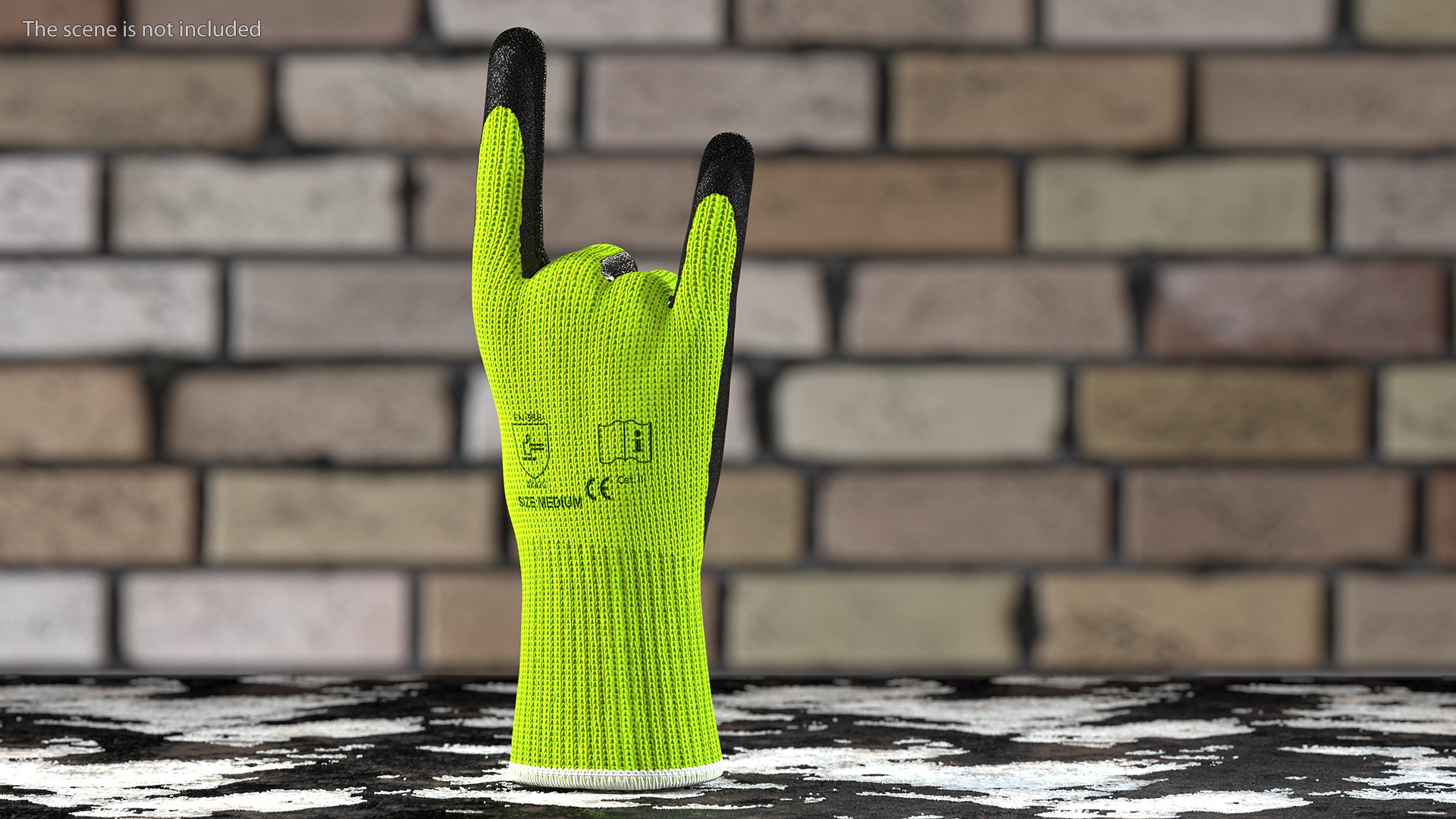 Safety Work Gloves Sign of the Horns Green 3D